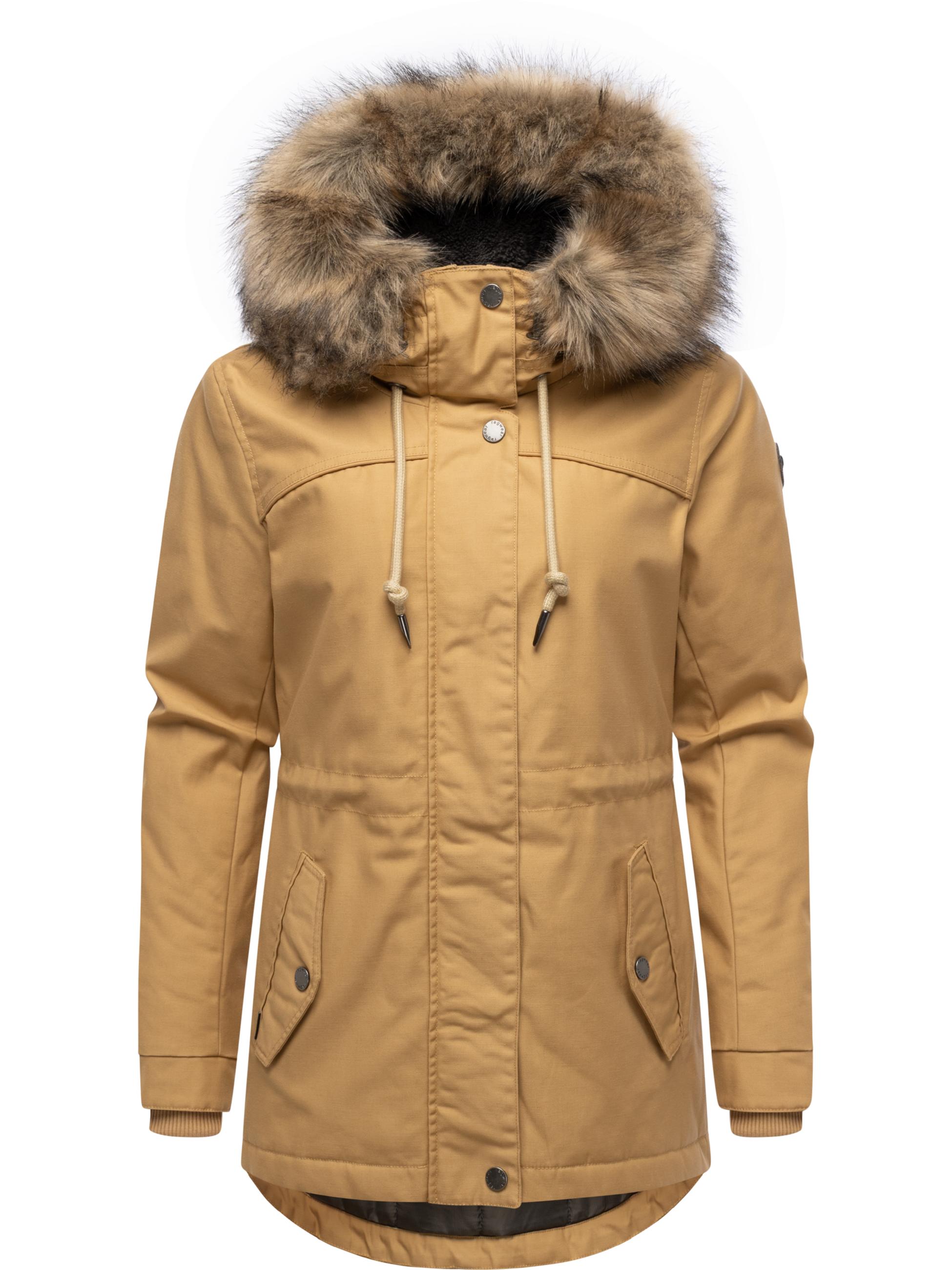 Winterjacke mit abnehmbarem Kunstfell "Tawny Short YOUMODO" Camel