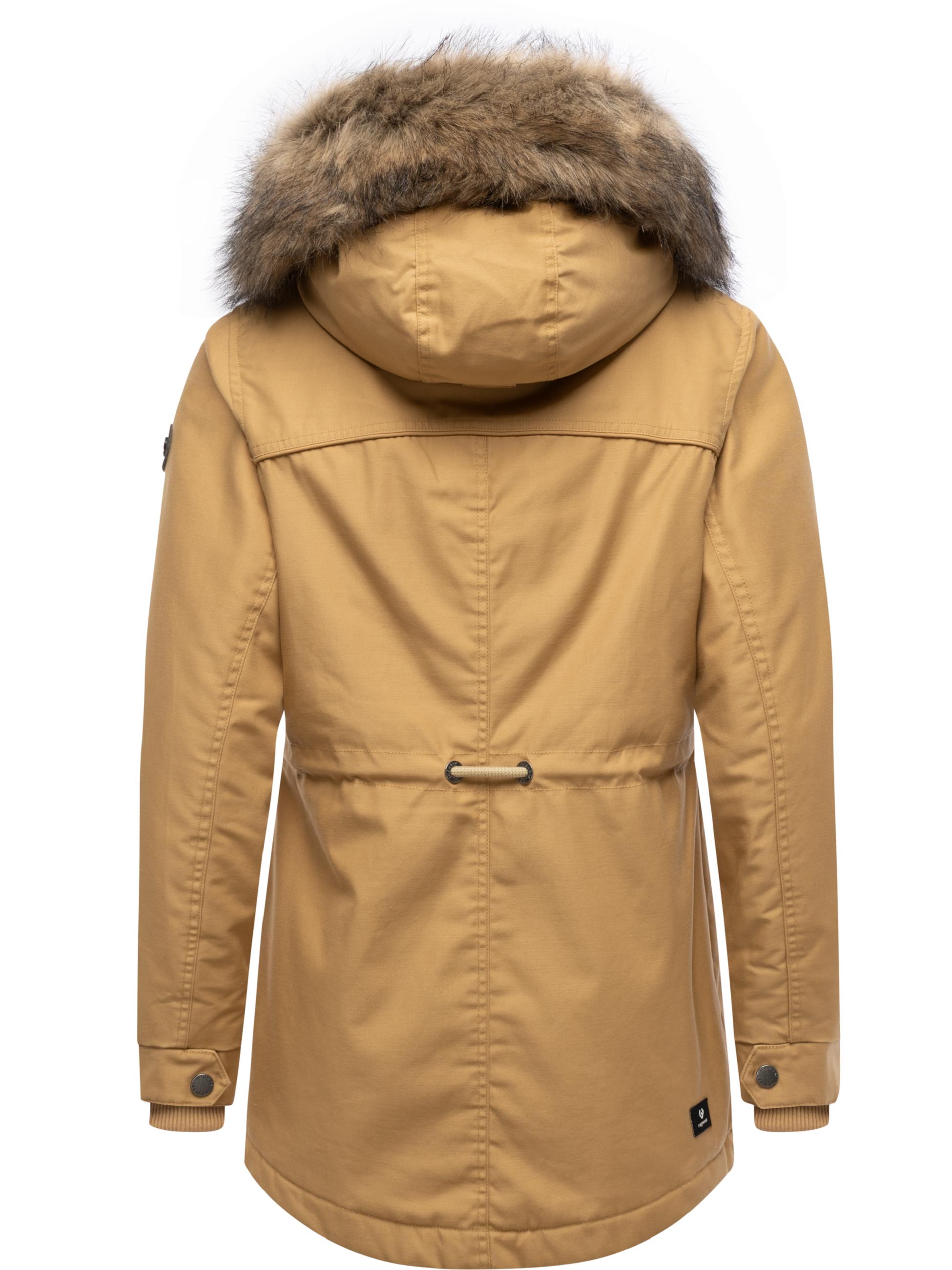 Winterjacke mit abnehmbarem Kunstfell "Tawny Short YOUMODO" Camel