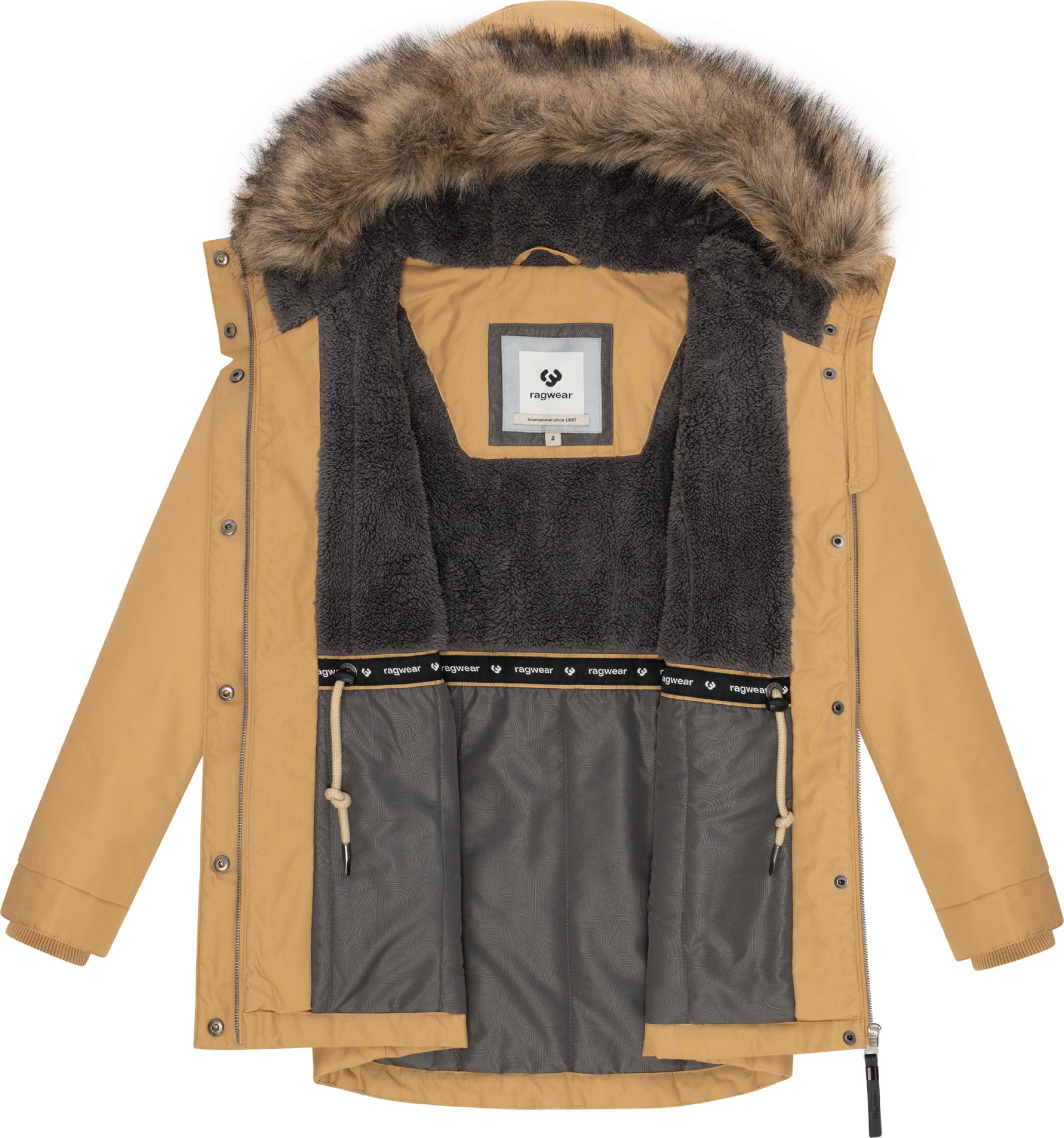 Winterjacke mit abnehmbarem Kunstfell "Tawny Short YOUMODO" Camel