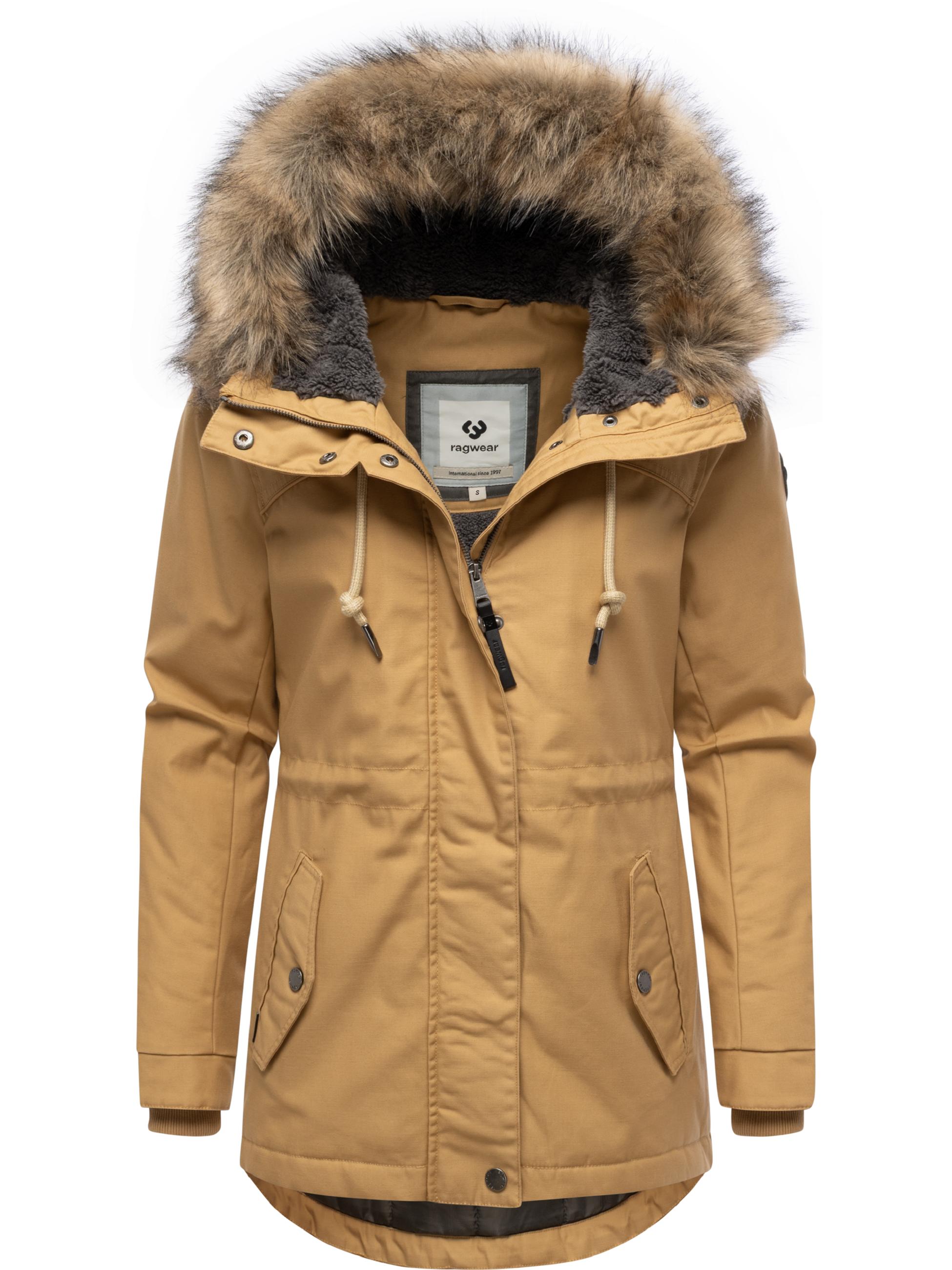 Winterjacke mit abnehmbarem Kunstfell "Tawny Short YOUMODO" Camel