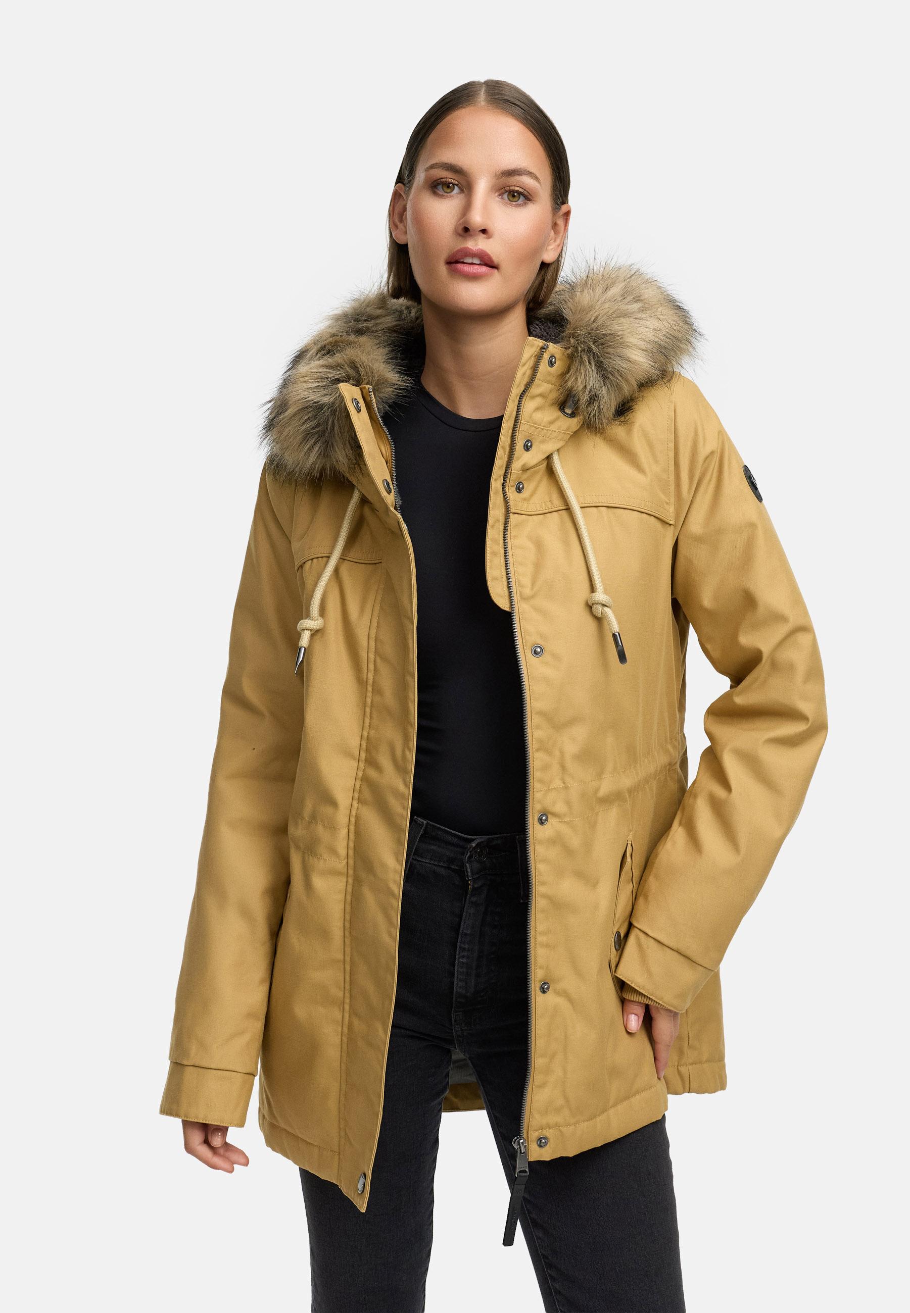 Winterjacke mit abnehmbarem Kunstfell "Tawny Short YOUMODO" Camel