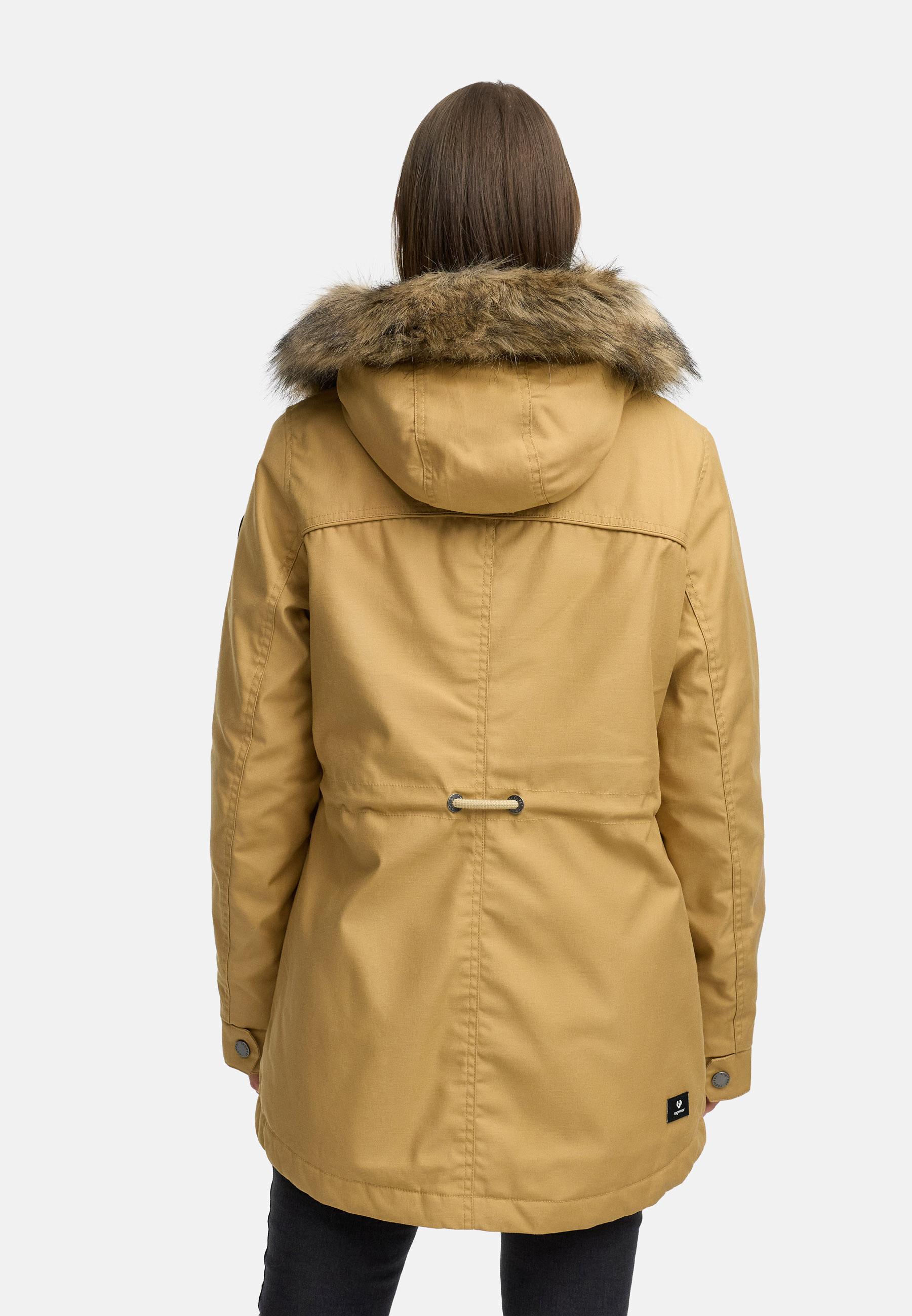 Winterjacke mit abnehmbarem Kunstfell "Tawny Short YOUMODO" Camel