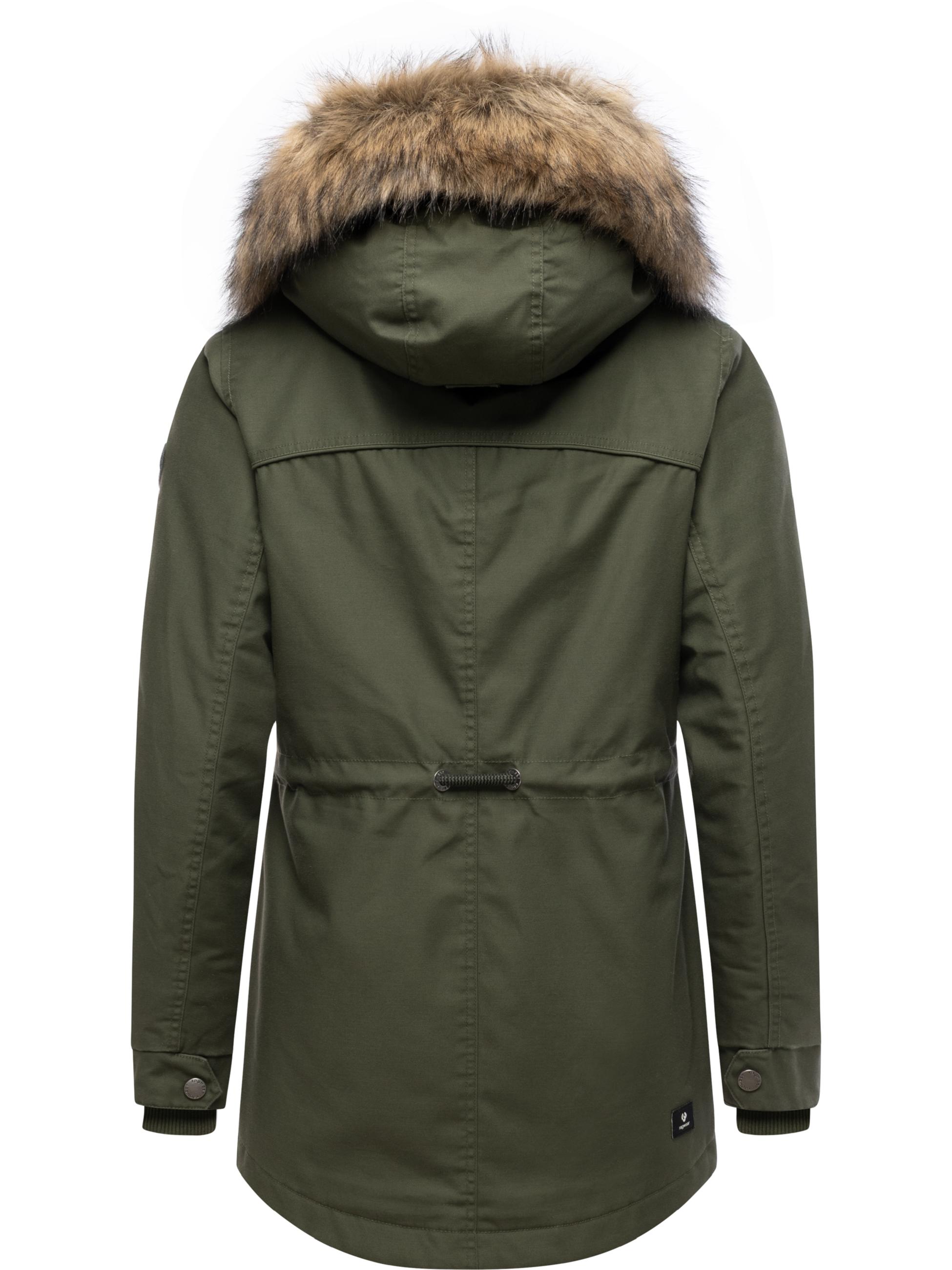 Winterjacke mit abnehmbarem Kunstfell "Tawny Short YOUMODO" Dark Olive