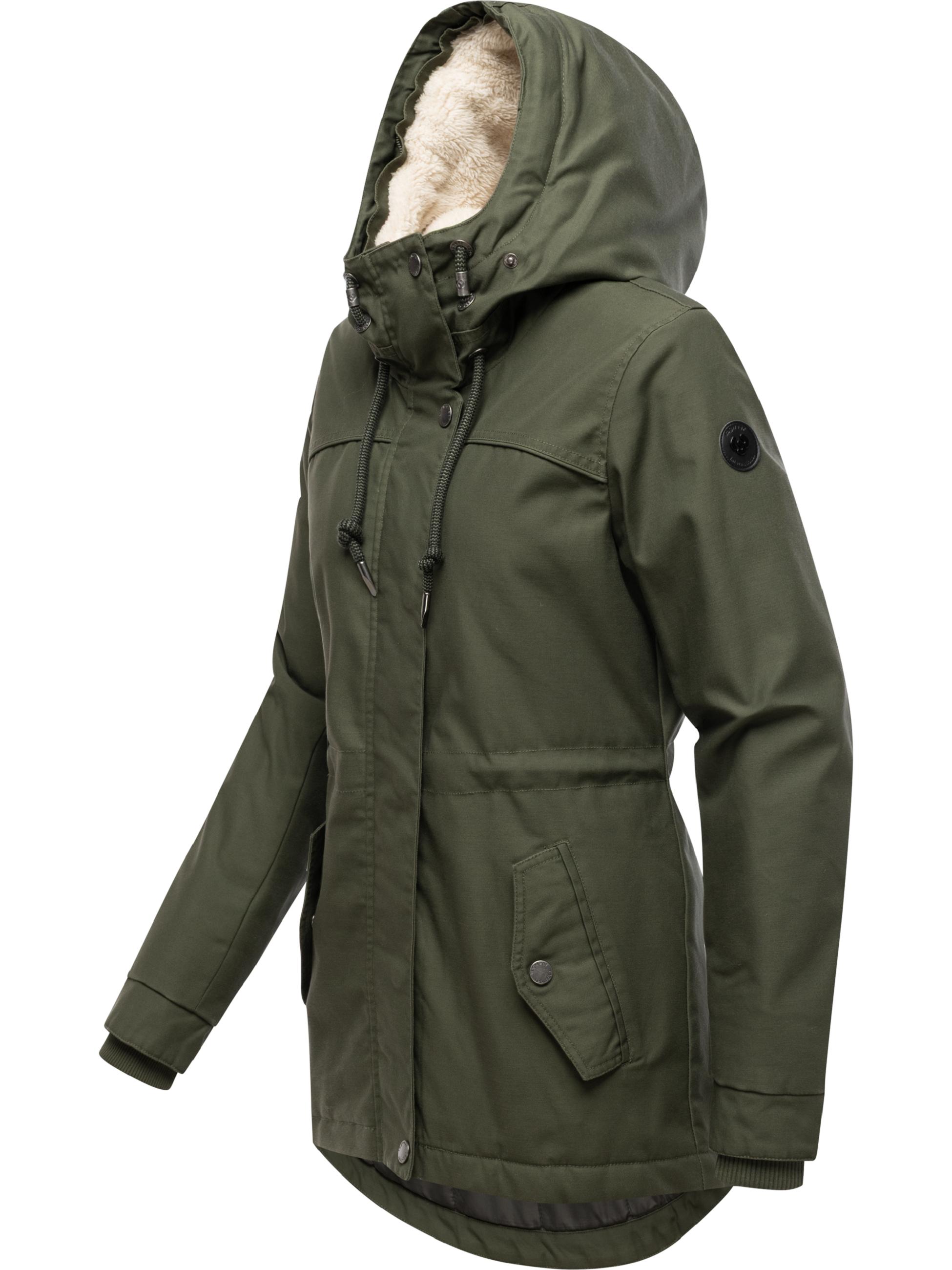 Winterjacke mit abnehmbarem Kunstfell "Tawny Short YOUMODO" Dark Olive