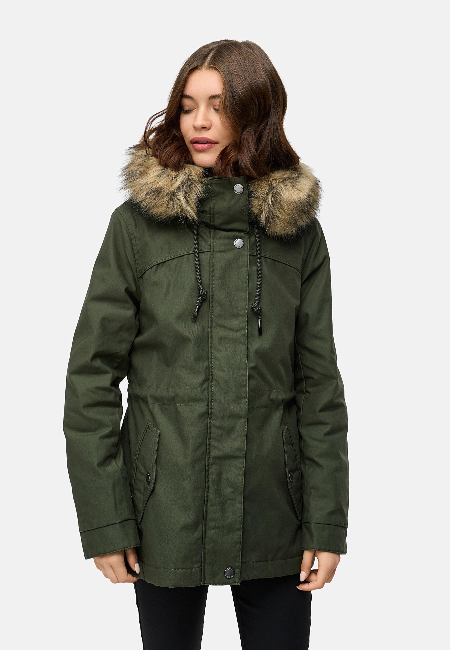 Winterjacke mit abnehmbarem Kunstfell "Tawny Short YOUMODO" Dark Olive