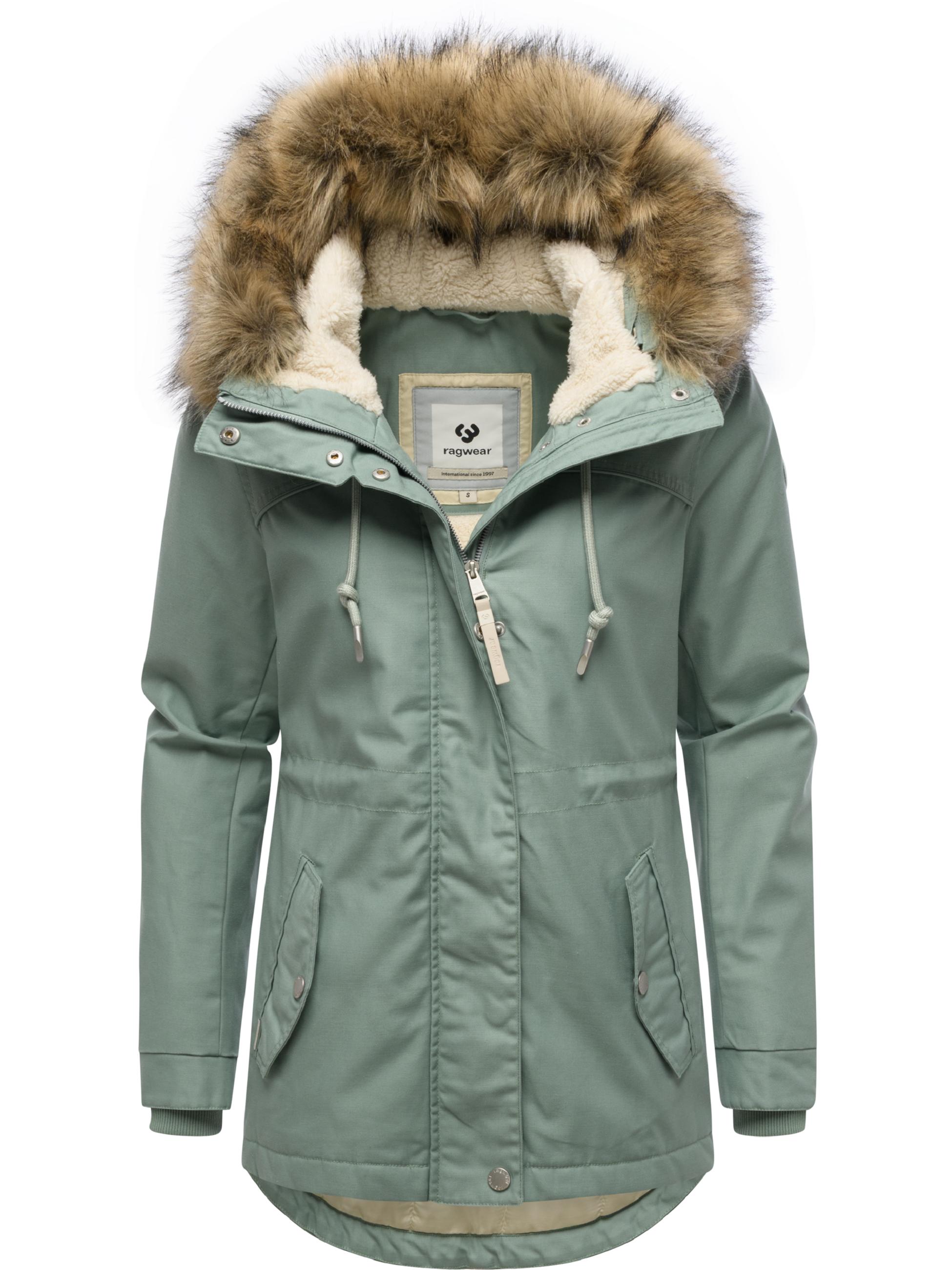 Winterjacke mit abnehmbarem Kunstfell "Tawny Short YOUMODO" Dusty Green