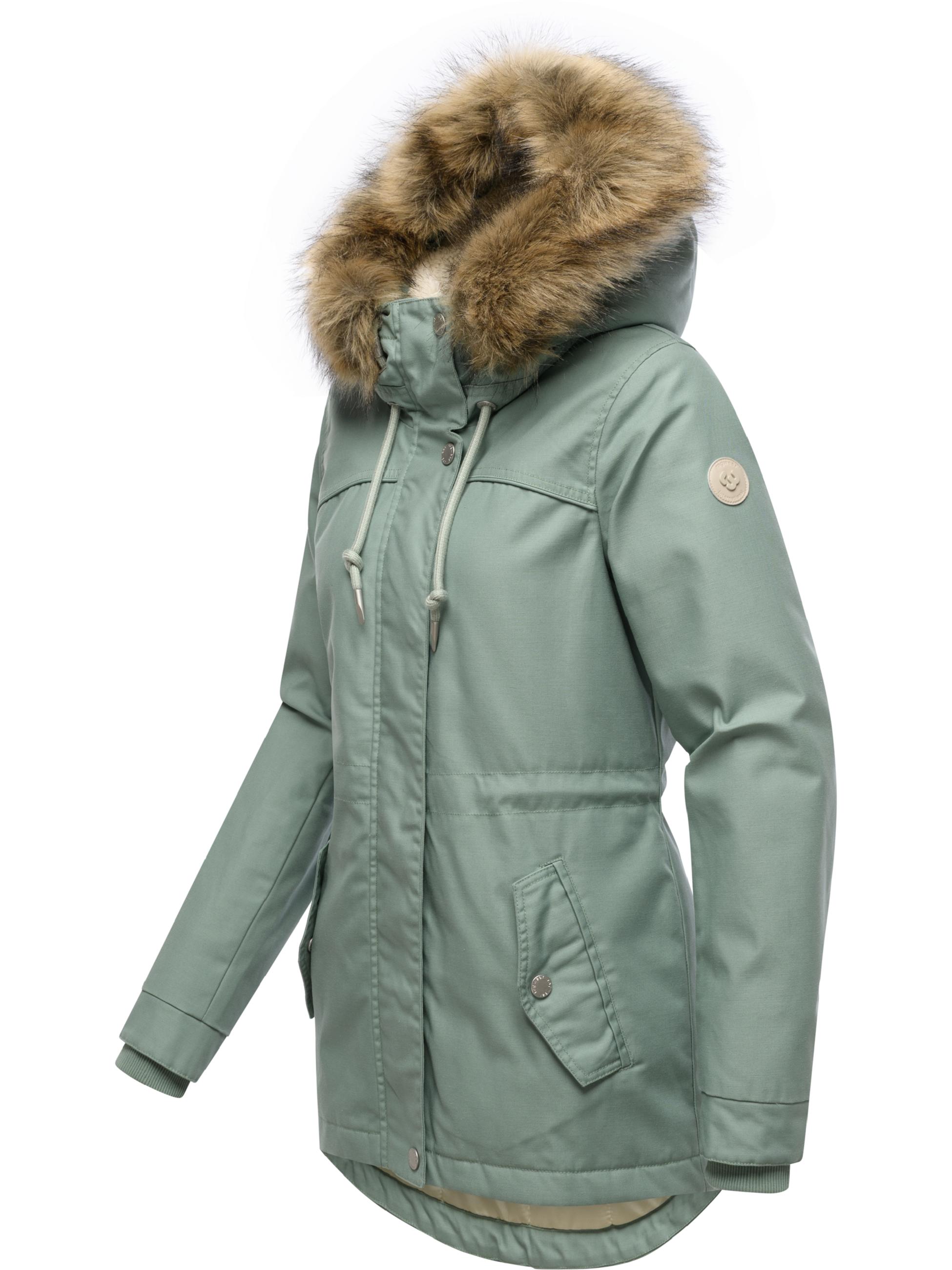 Winterjacke mit abnehmbarem Kunstfell "Tawny Short YOUMODO" Dusty Green