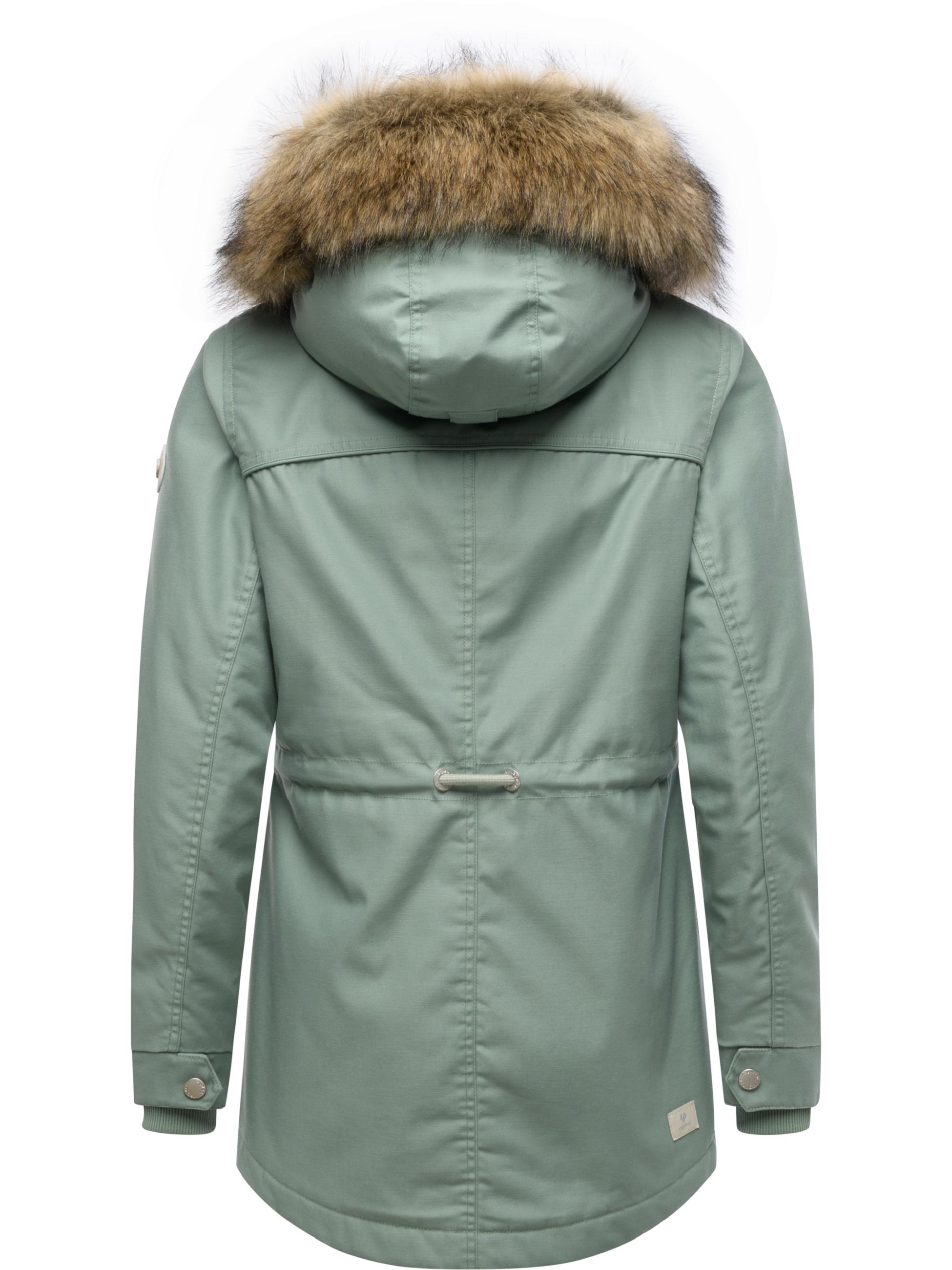 Winterjacke mit abnehmbarem Kunstfell "Tawny Short YOUMODO" Dusty Green