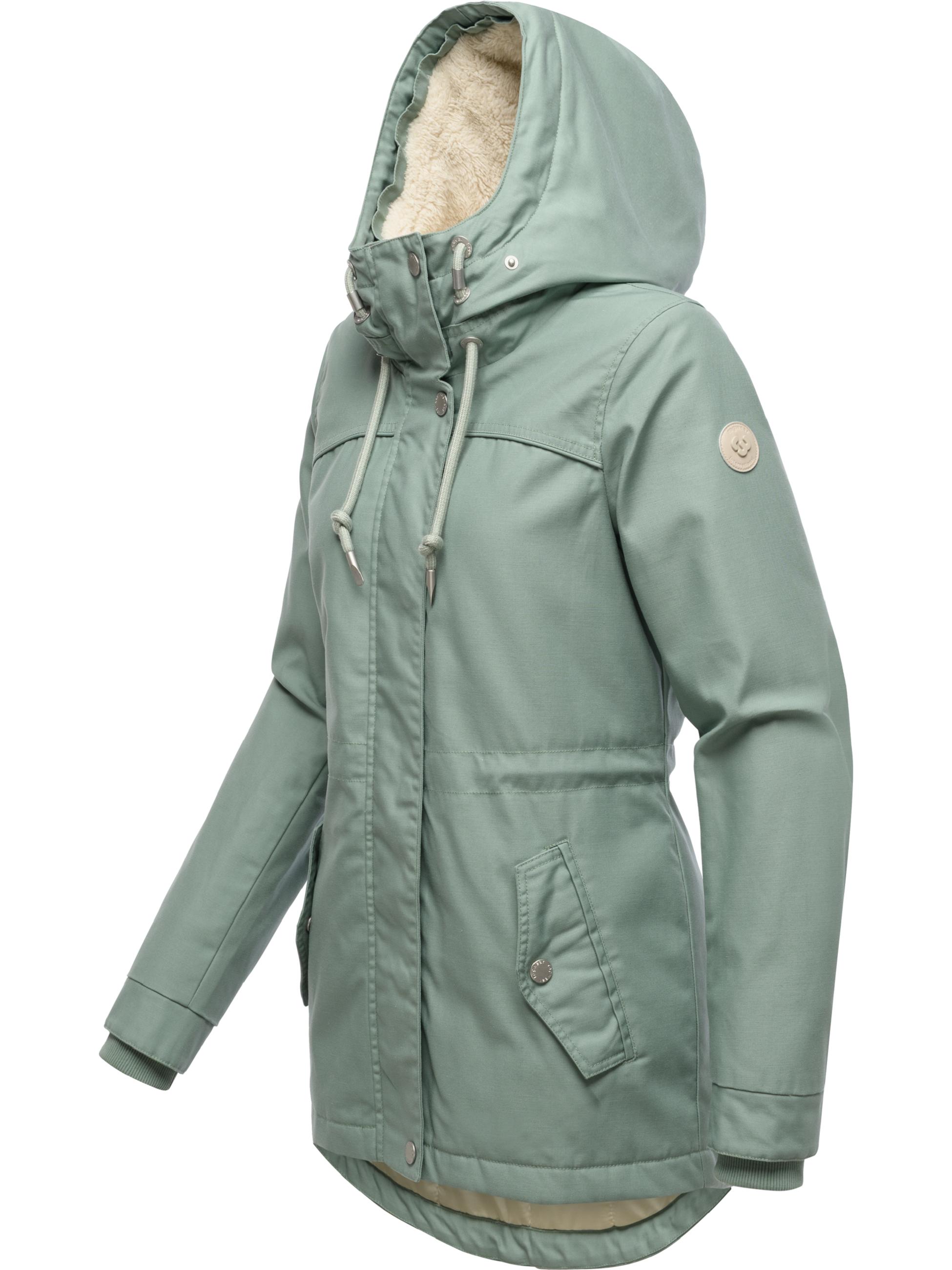 Winterjacke mit abnehmbarem Kunstfell "Tawny Short YOUMODO" Dusty Green