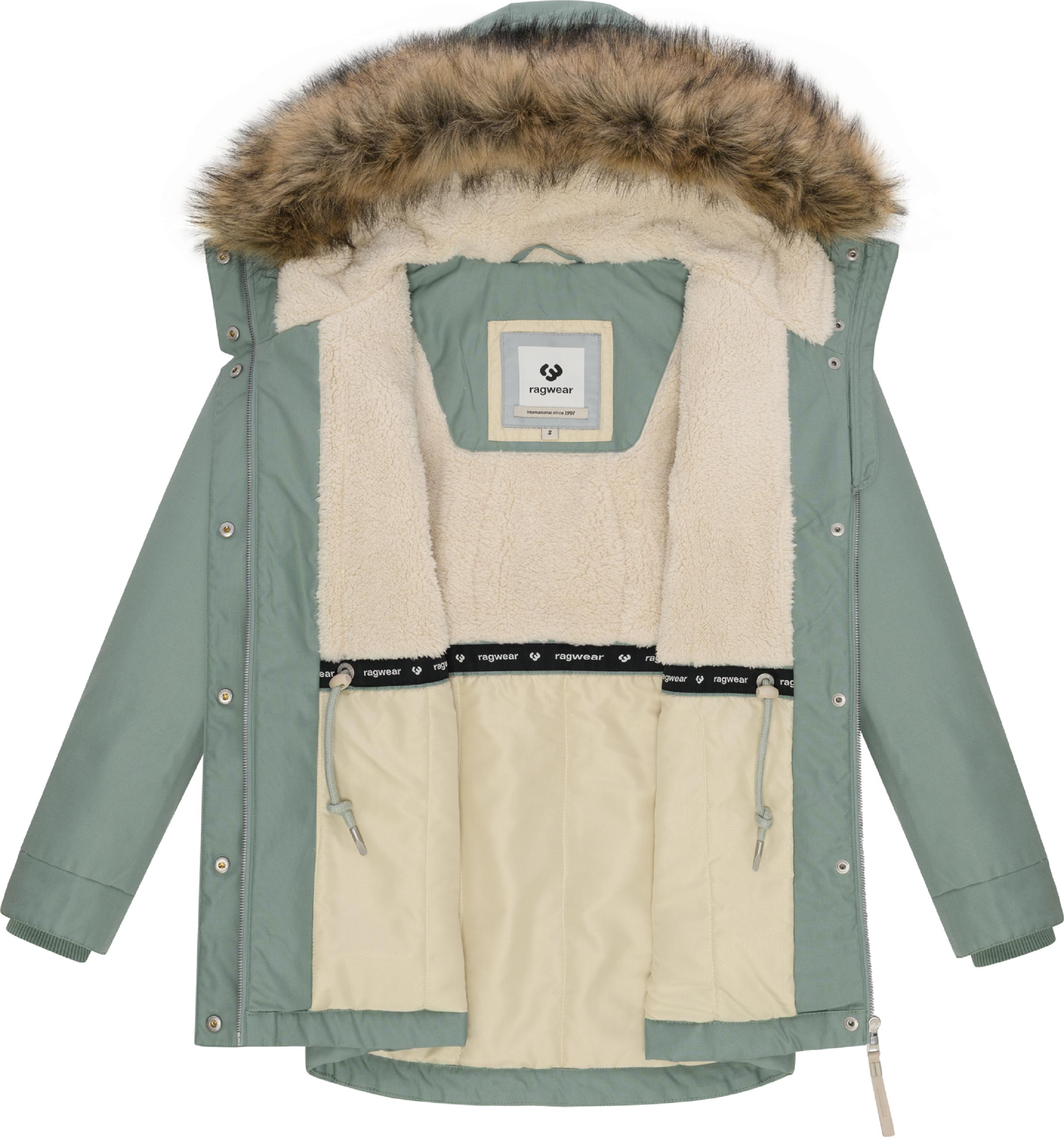 Winterjacke mit abnehmbarem Kunstfell "Tawny Short YOUMODO" Dusty Green
