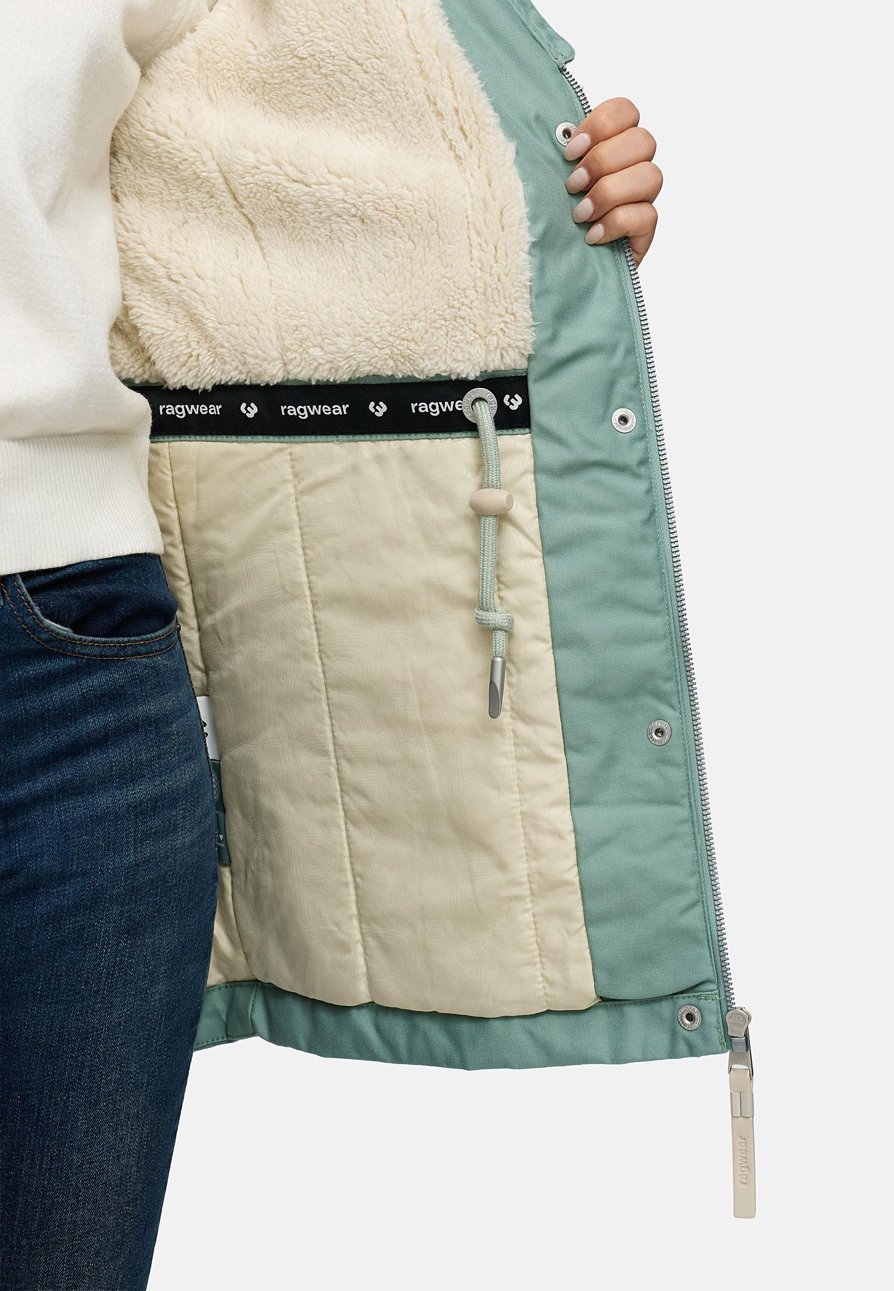 Winterjacke mit abnehmbarem Kunstfell "Tawny Short YOUMODO" Dusty Green