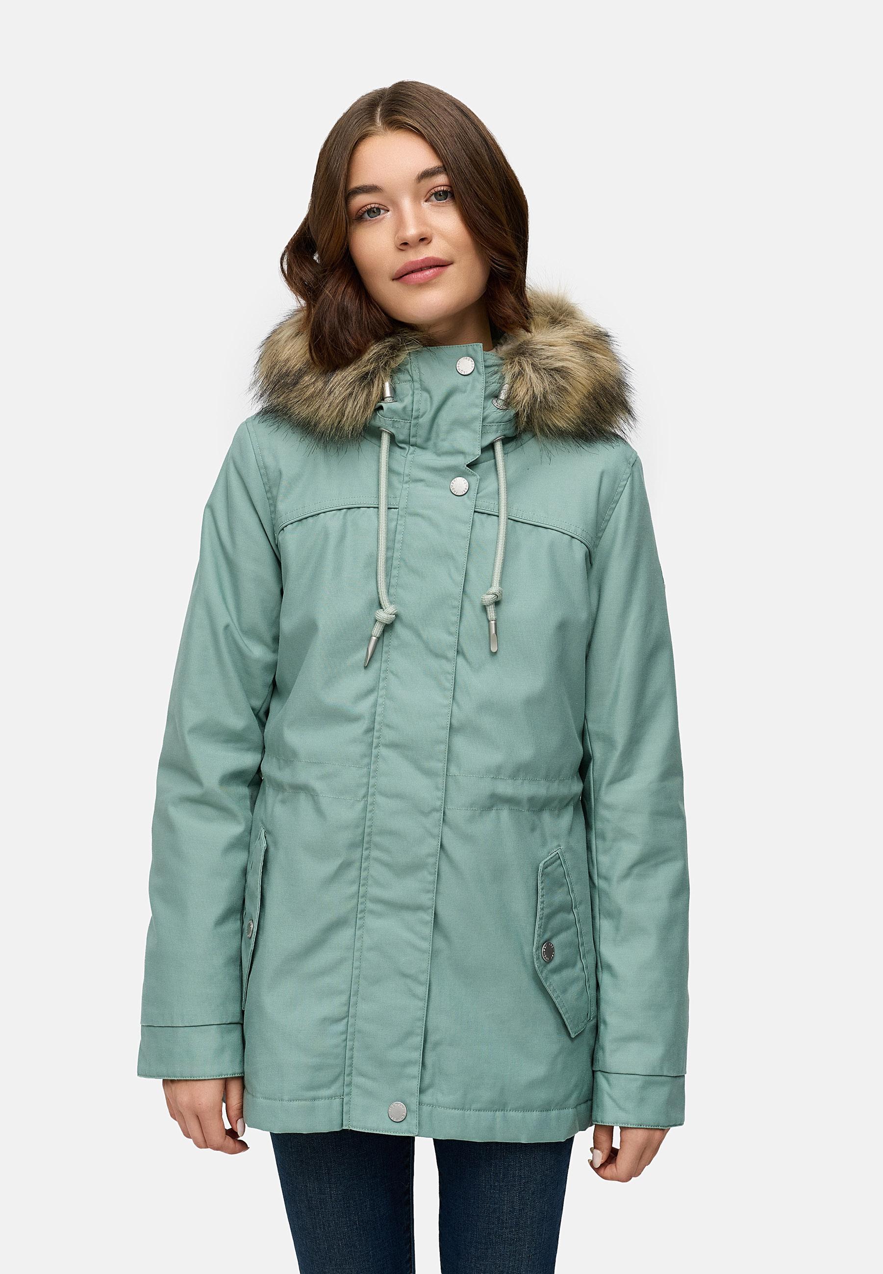 Winterjacke mit abnehmbarem Kunstfell "Tawny Short YOUMODO" Dusty Green