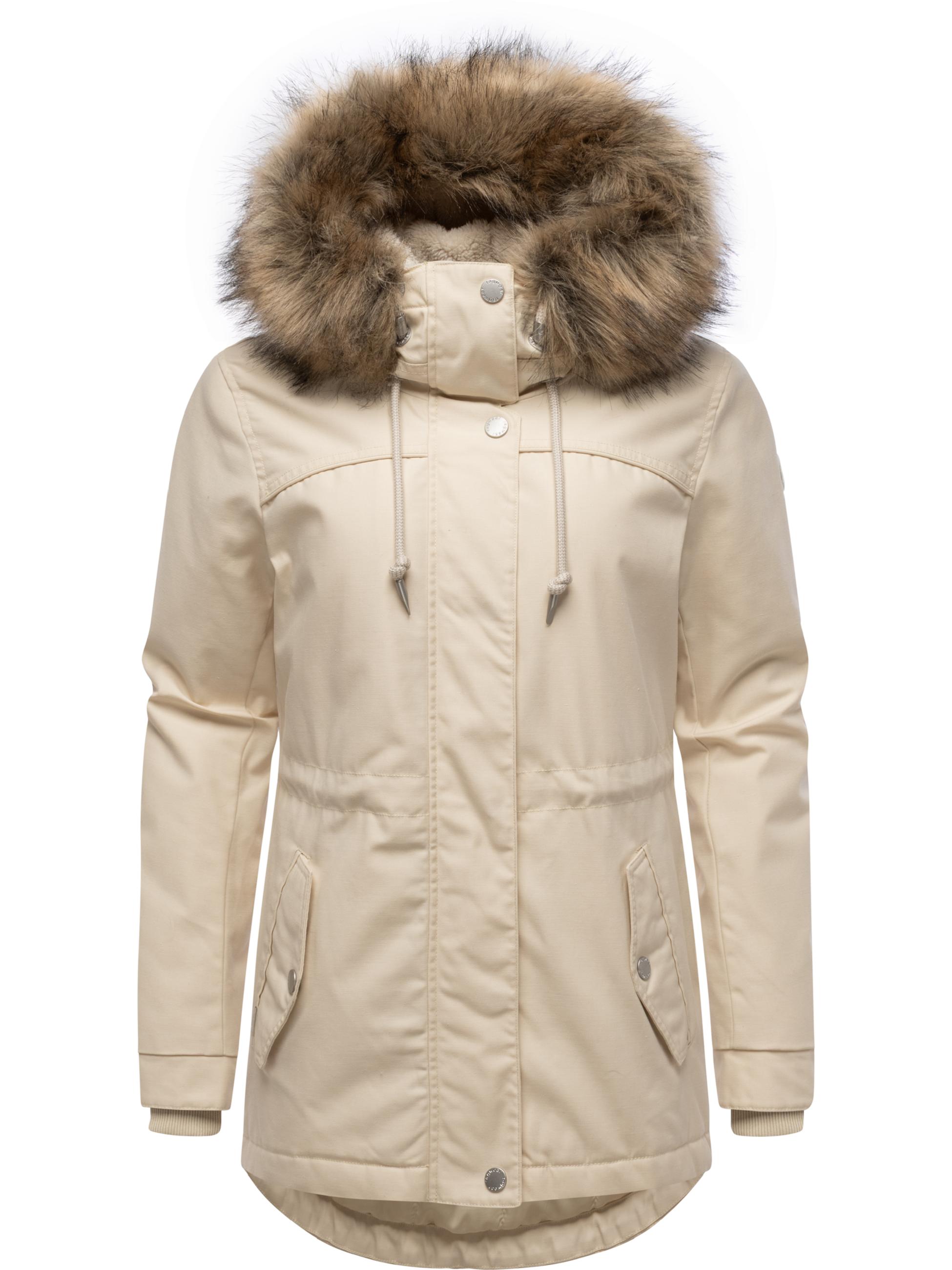 Winterjacke mit abnehmbarem Kunstfell "Tawny Short YOUMODO" Ecru