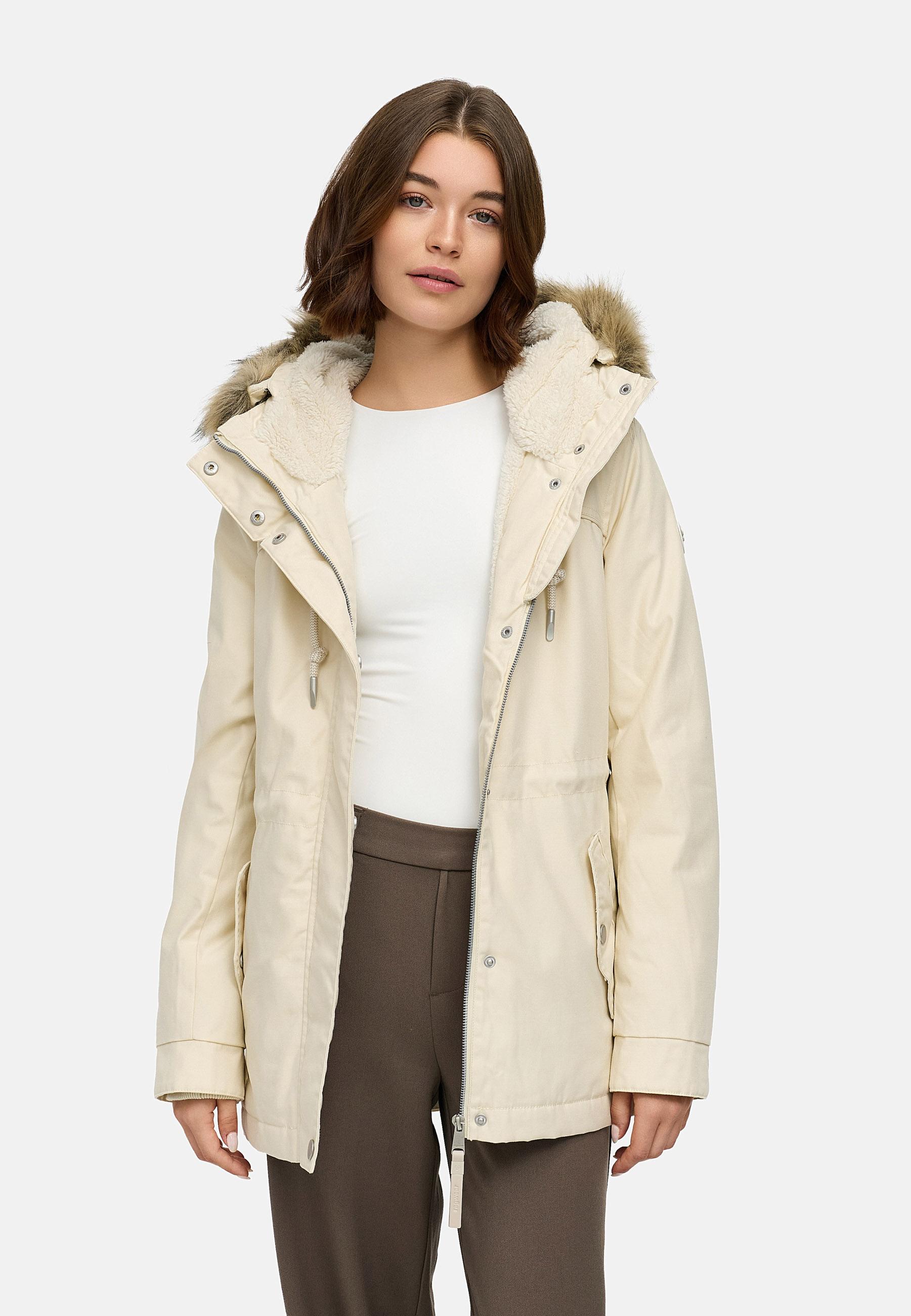 Winterjacke mit abnehmbarem Kunstfell "Tawny Short YOUMODO" Ecru