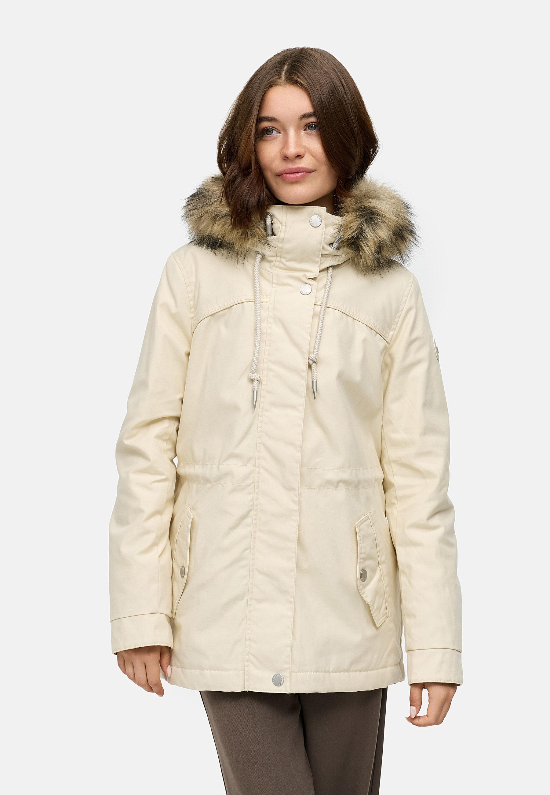 Winterjacke mit abnehmbarem Kunstfell "Tawny Short YOUMODO" Ecru