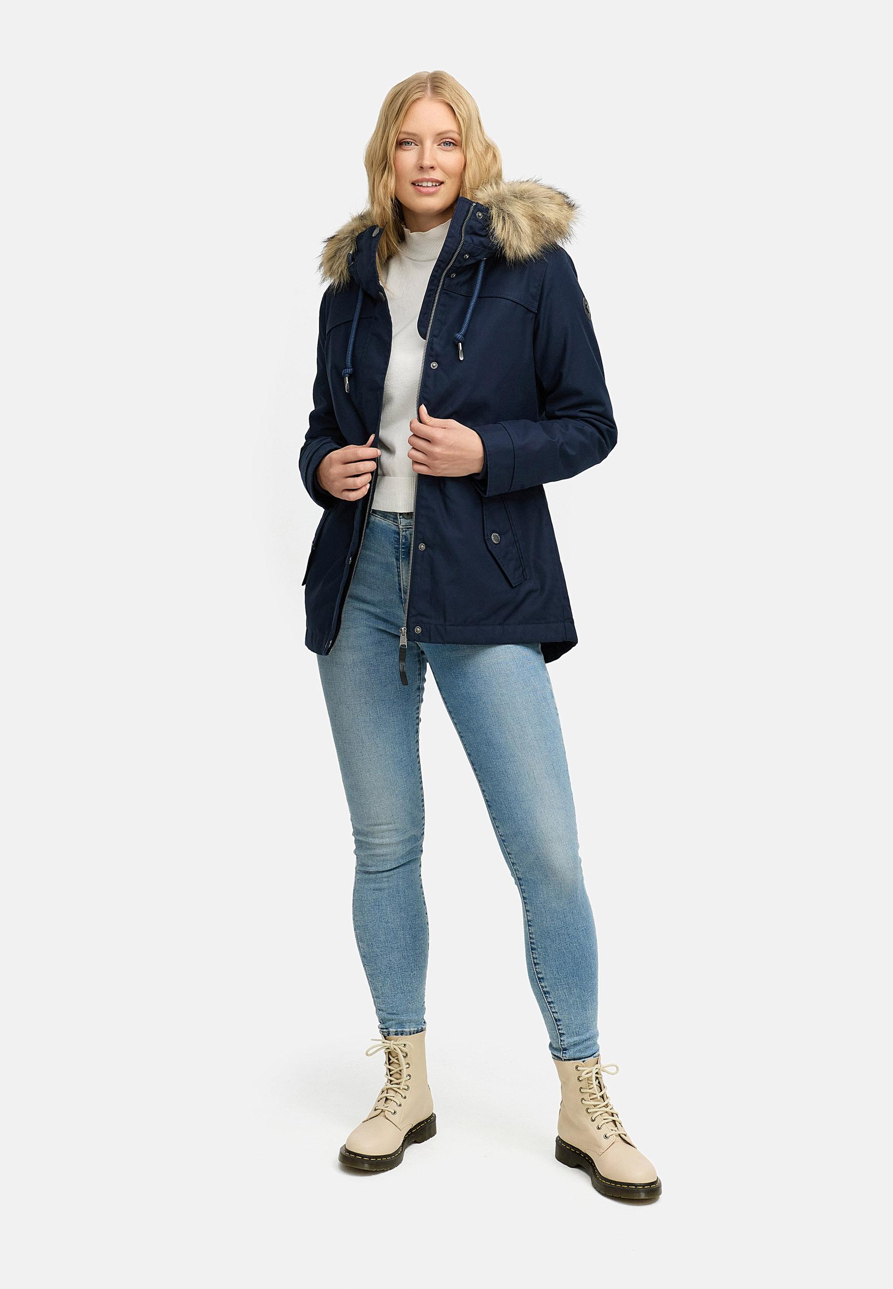 Winterjacke mit abnehmbarem Kunstfell "Tawny Short YOUMODO" Navy