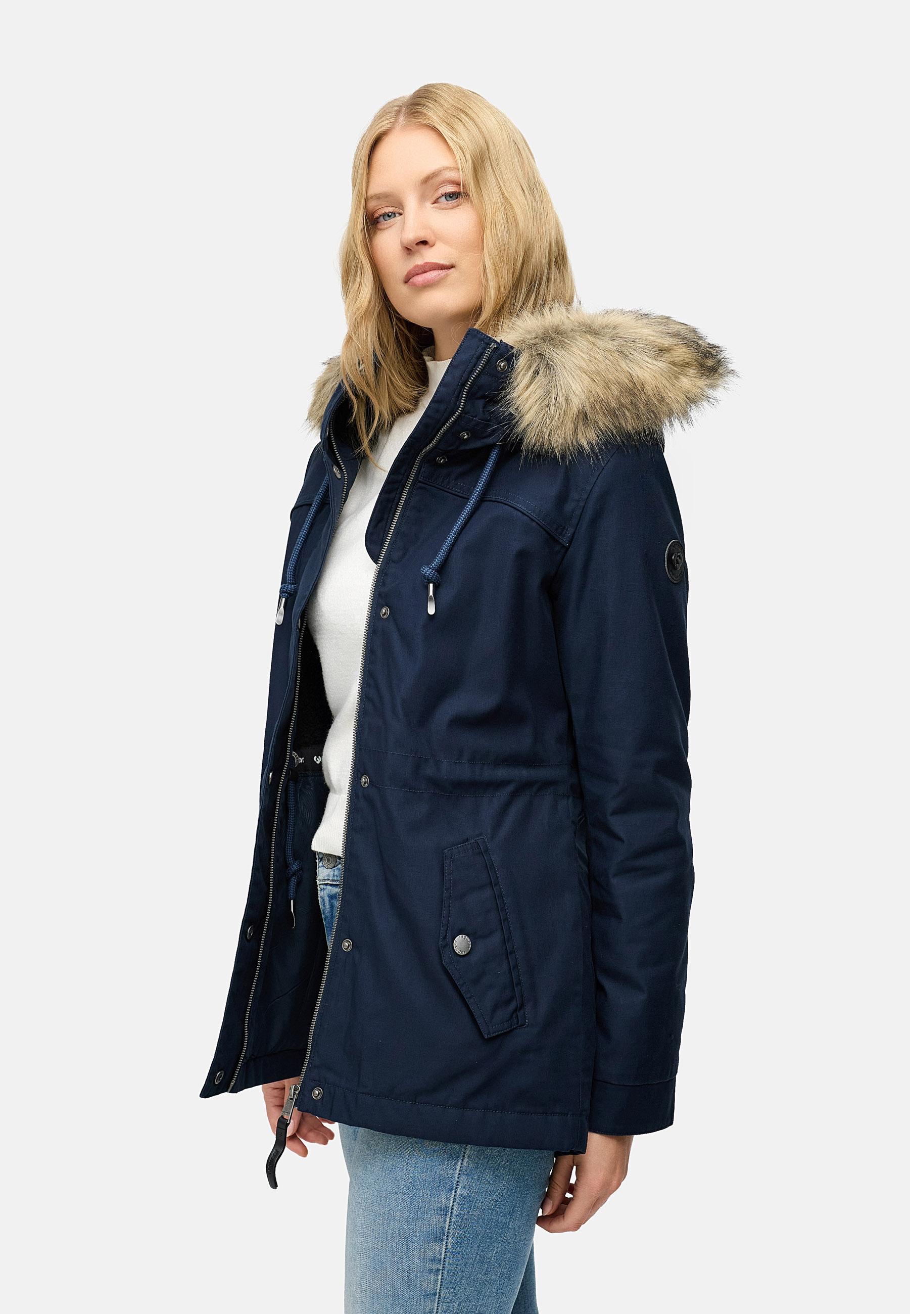 Winterjacke mit abnehmbarem Kunstfell "Tawny Short YOUMODO" Navy