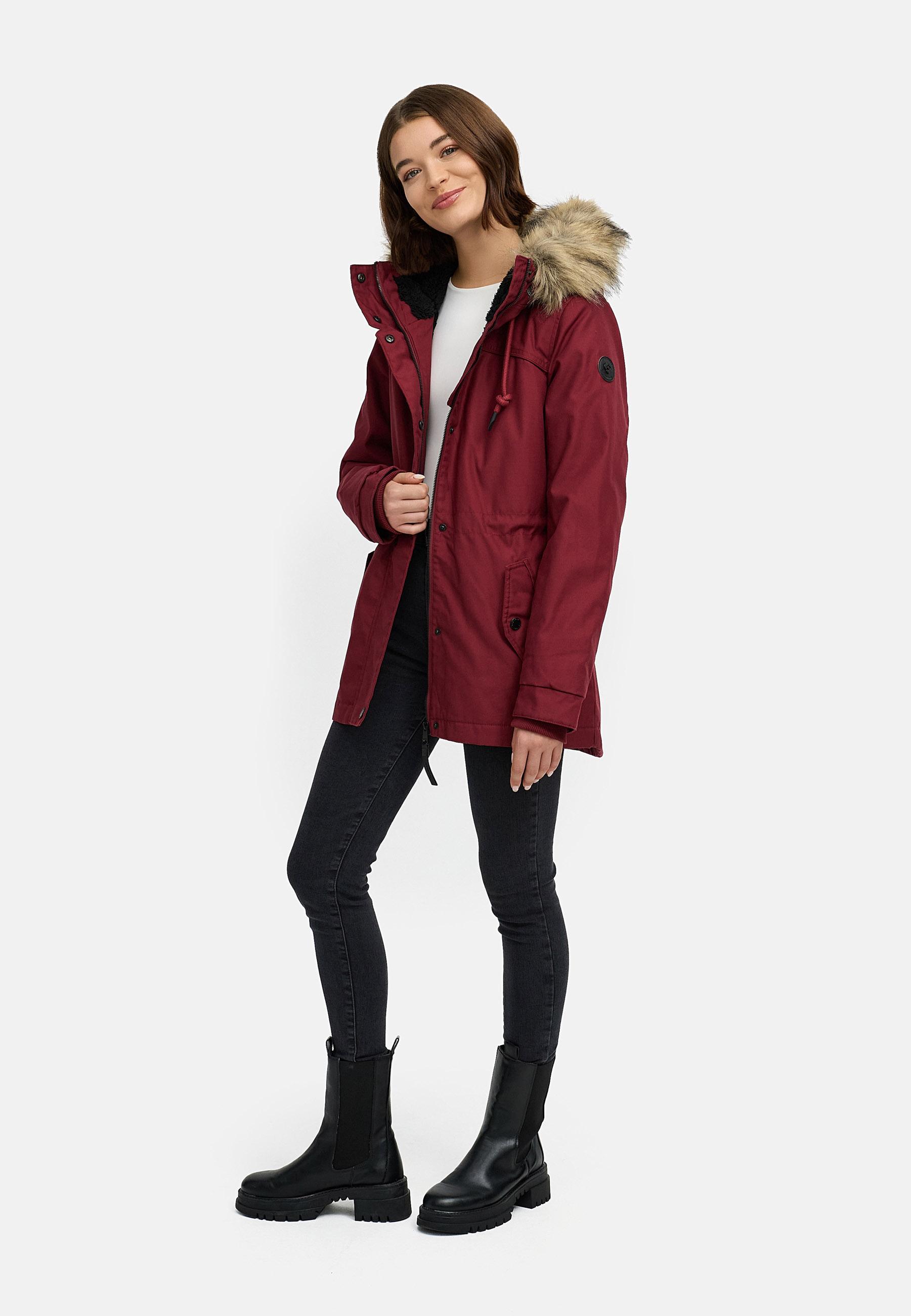 Winterjacke mit abnehmbarem Kunstfell "Tawny Short YOUMODO" Wine Red