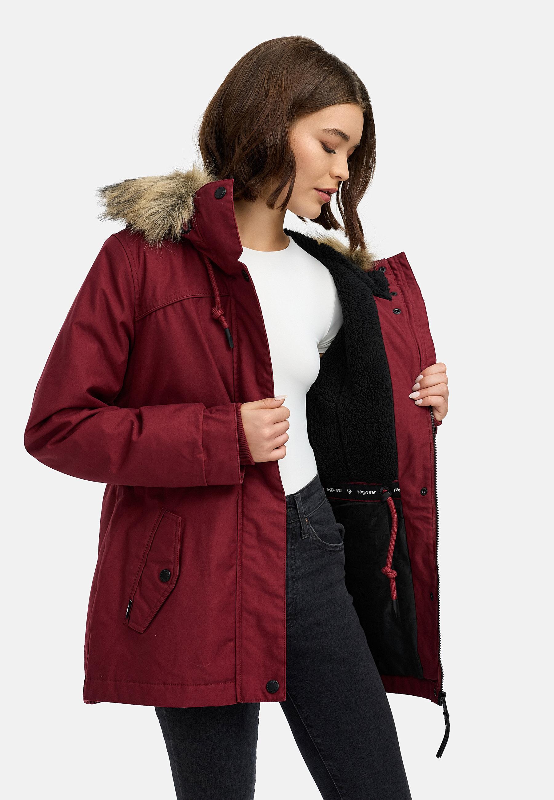 Winterjacke mit abnehmbarem Kunstfell "Tawny Short YOUMODO" Wine Red