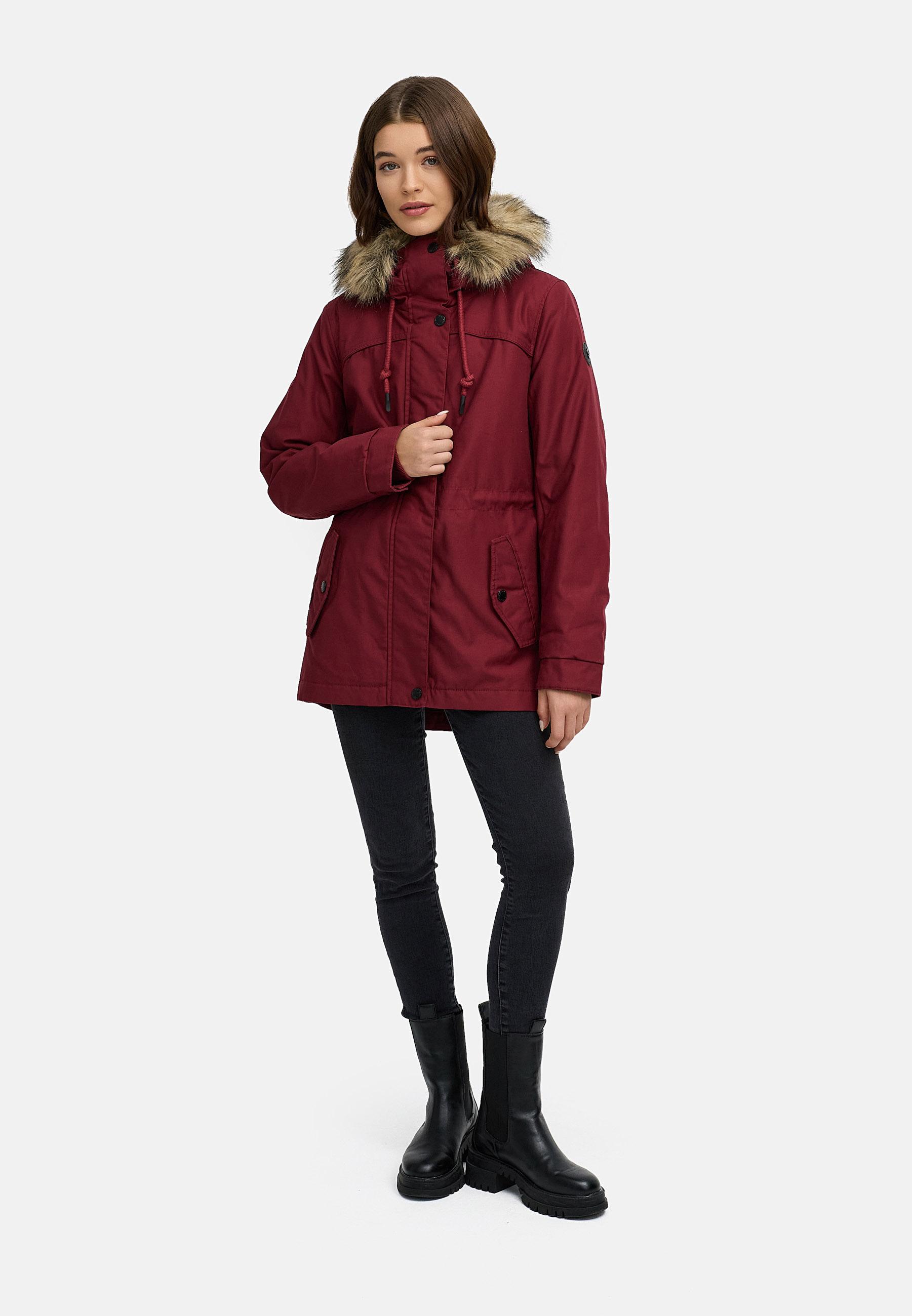 Winterjacke mit abnehmbarem Kunstfell "Tawny Short YOUMODO" Wine Red