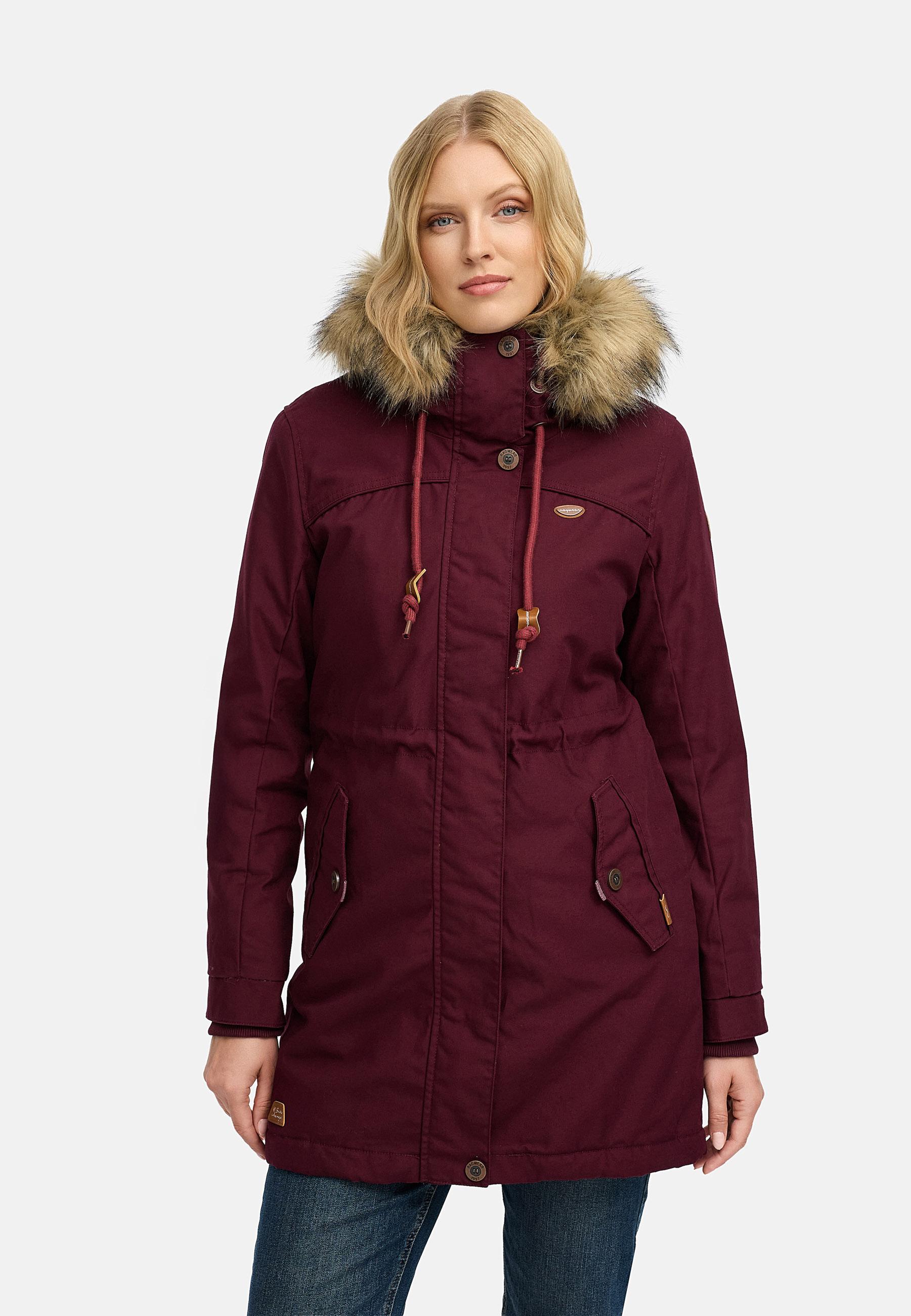 Winterparka mit abnehmbarem Kunstfell "Tawny" Wine Red22
