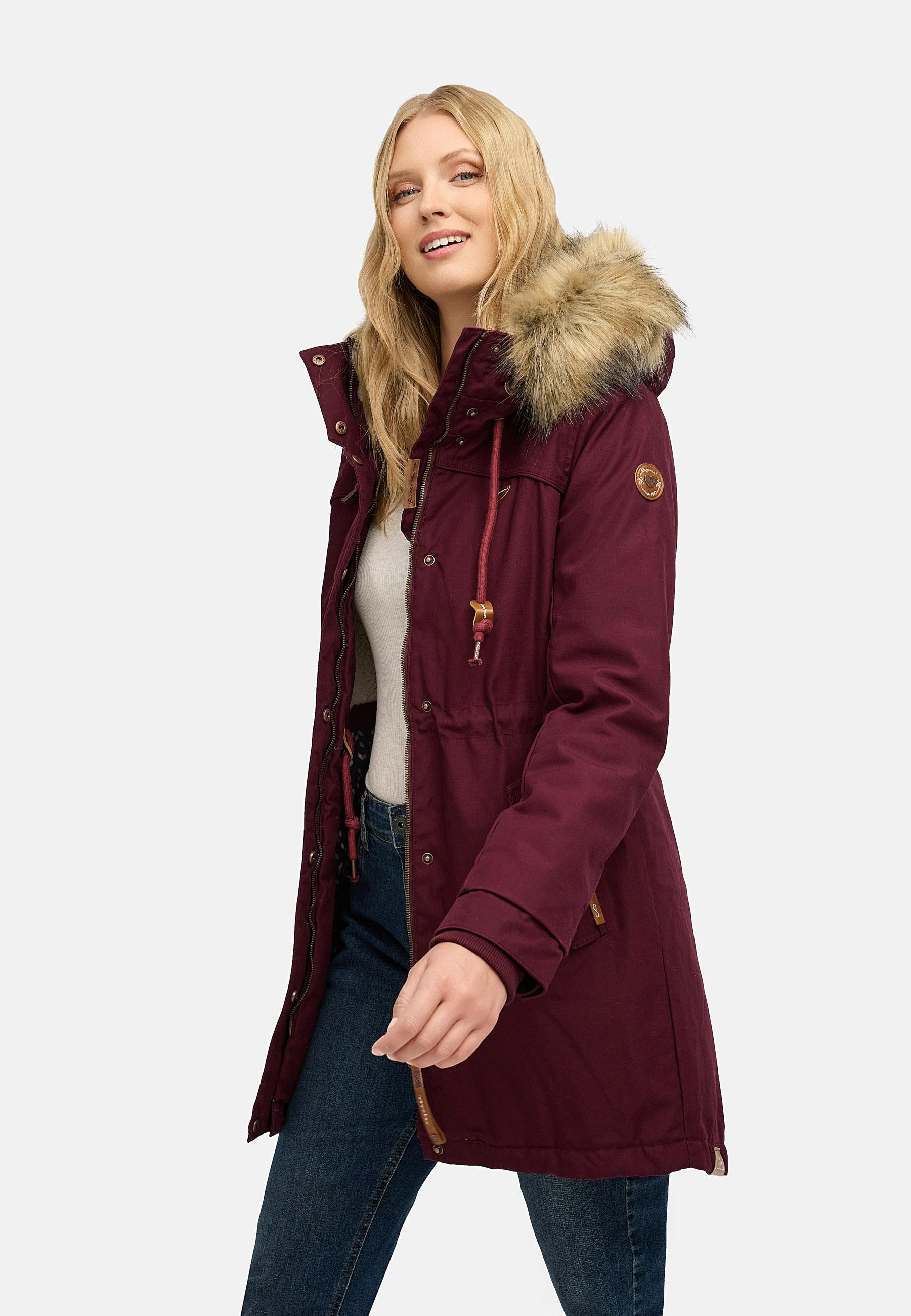 Winterparka mit abnehmbarem Kunstfell "Tawny" Wine Red22