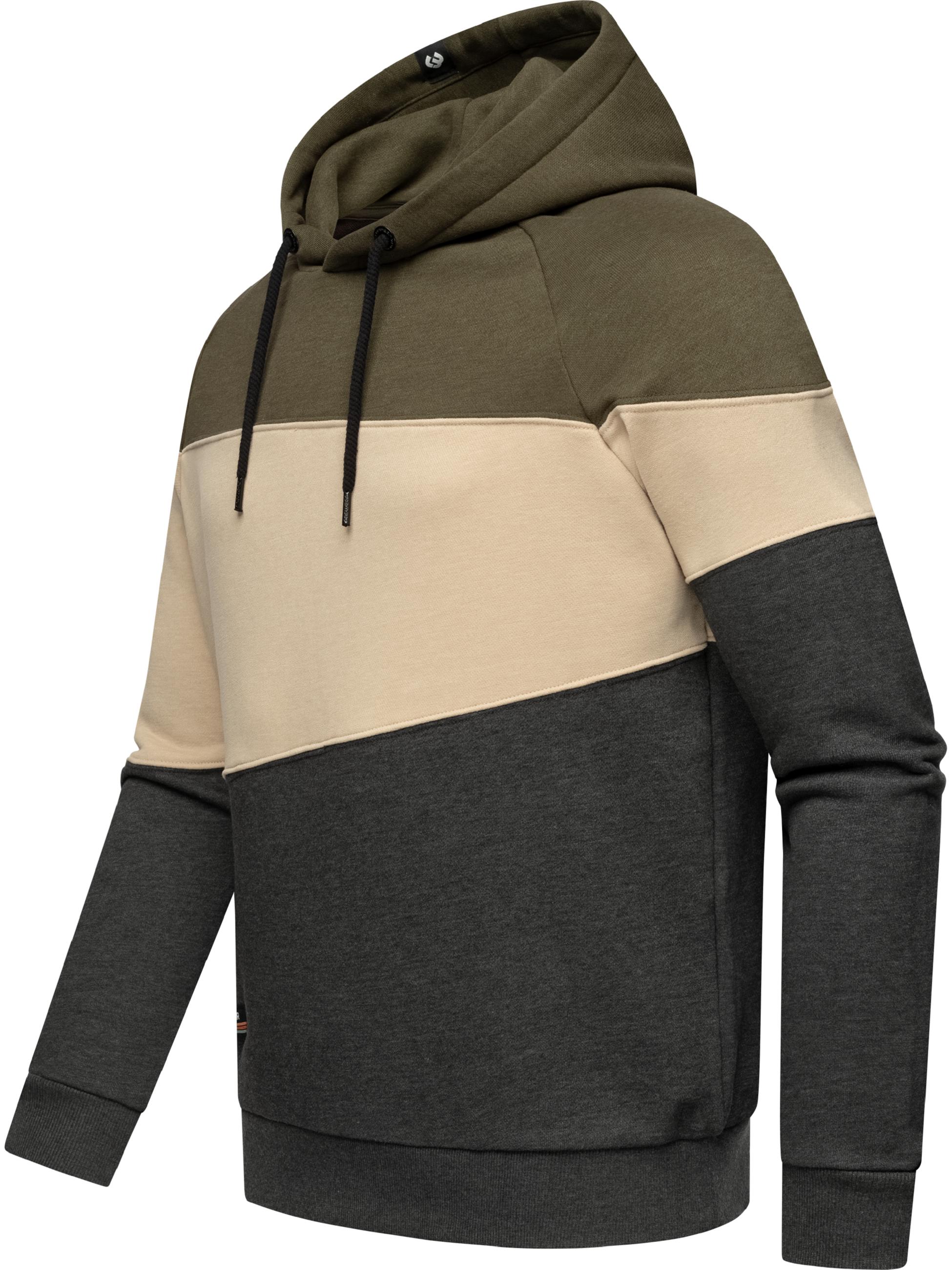 Hoodie im Blockmuster "Thres" Dark Olive