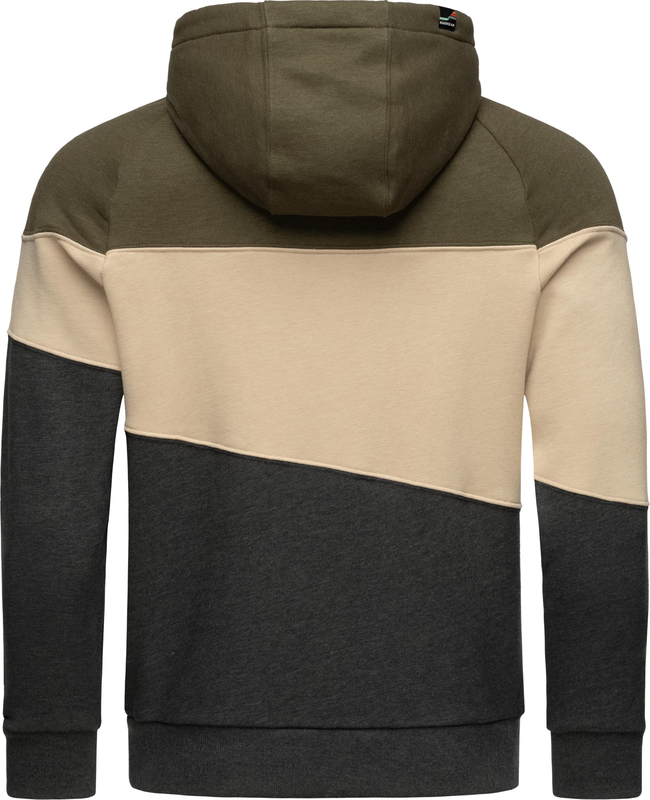 Hoodie im Blockmuster "Thres" Dark Olive