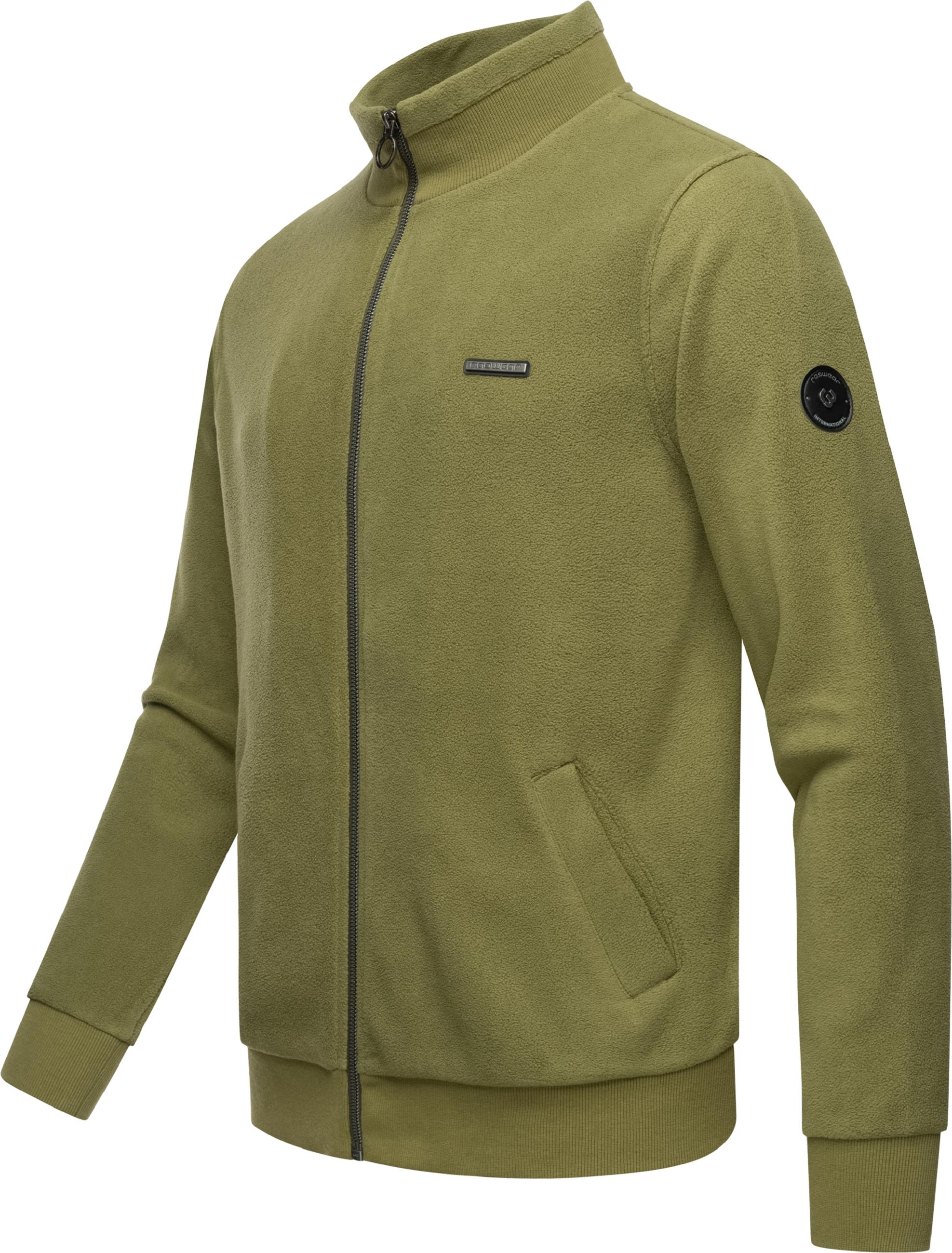 Zip-Fleecejacke mit hohem Kragen "Trayne Fleece" Olive