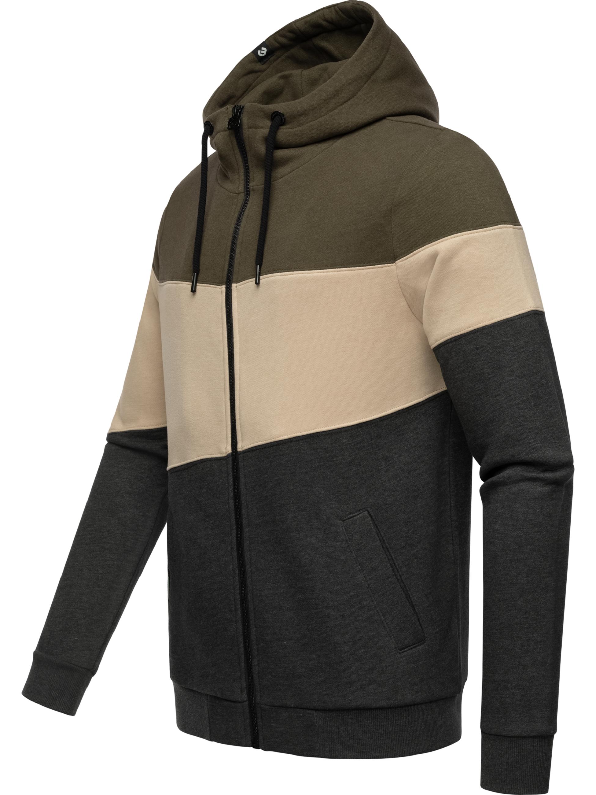 Sweatjacke im Colourblocking-Look "Trien" Dark Olive