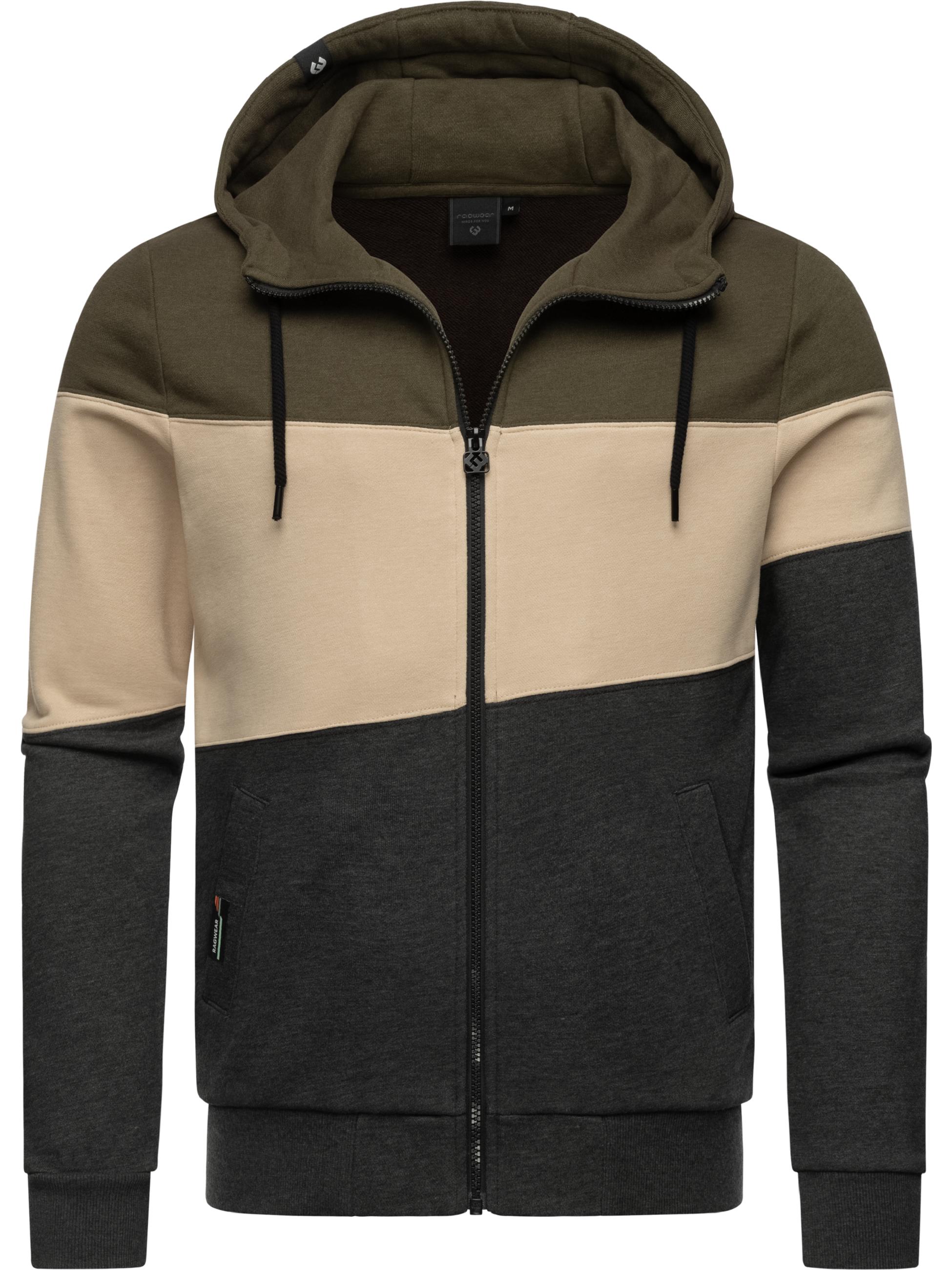 Sweatjacke im Colourblocking-Look "Trien" Dark Olive