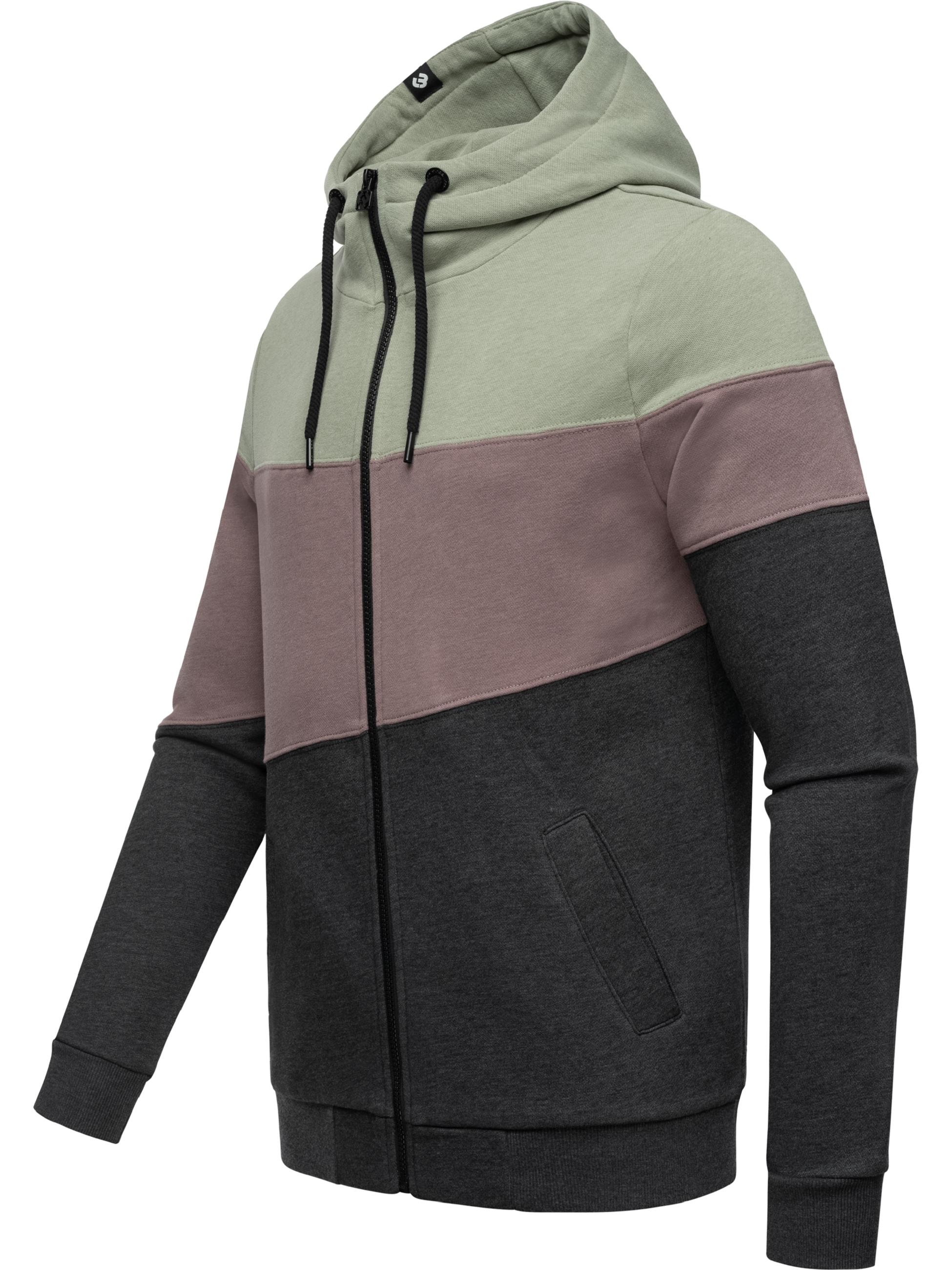 Sweatjacke im Colourblocking-Look "Trien" Dusty Olive