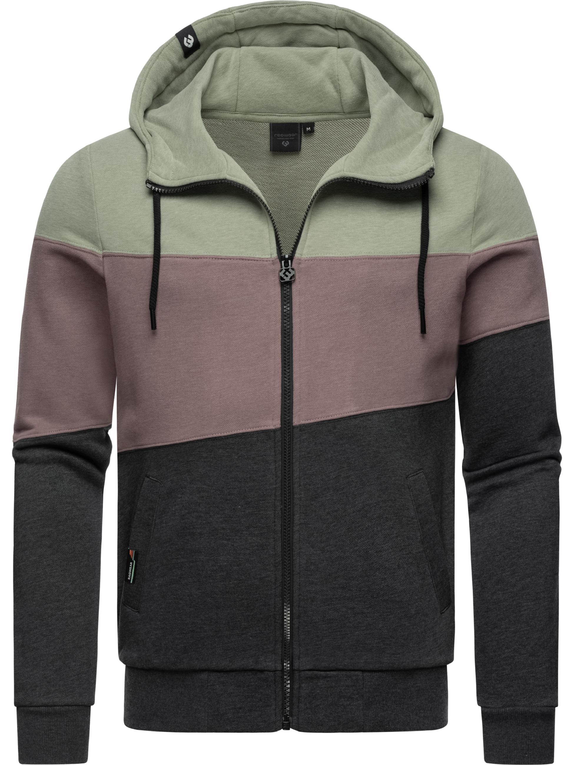 Sweatjacke im Colourblocking-Look "Trien" Dusty Olive