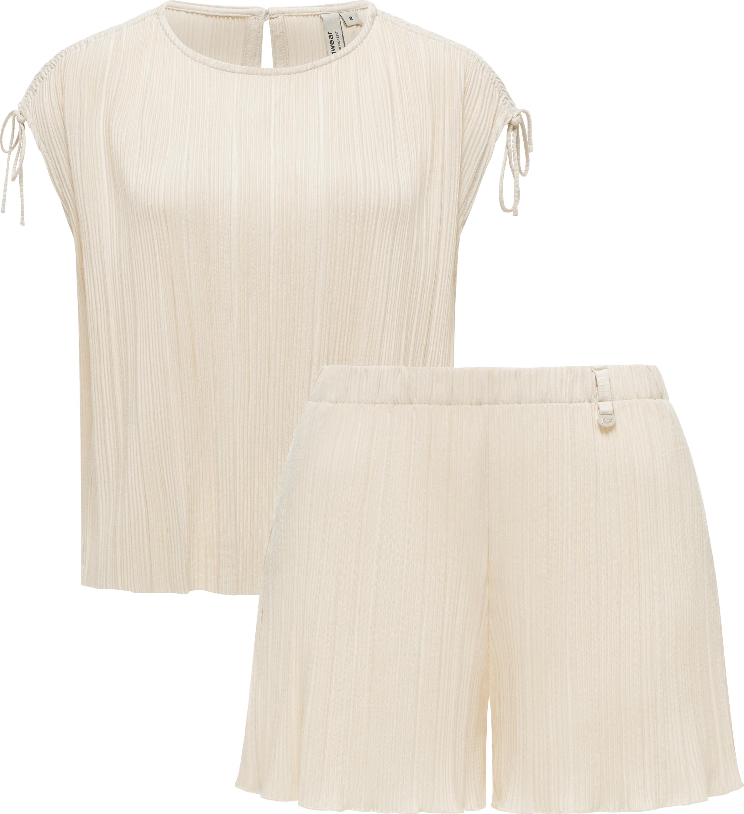 Bekleidungsset bestehend aus Plissee-Top und kurzer Hose "Veriel Set" Ecru