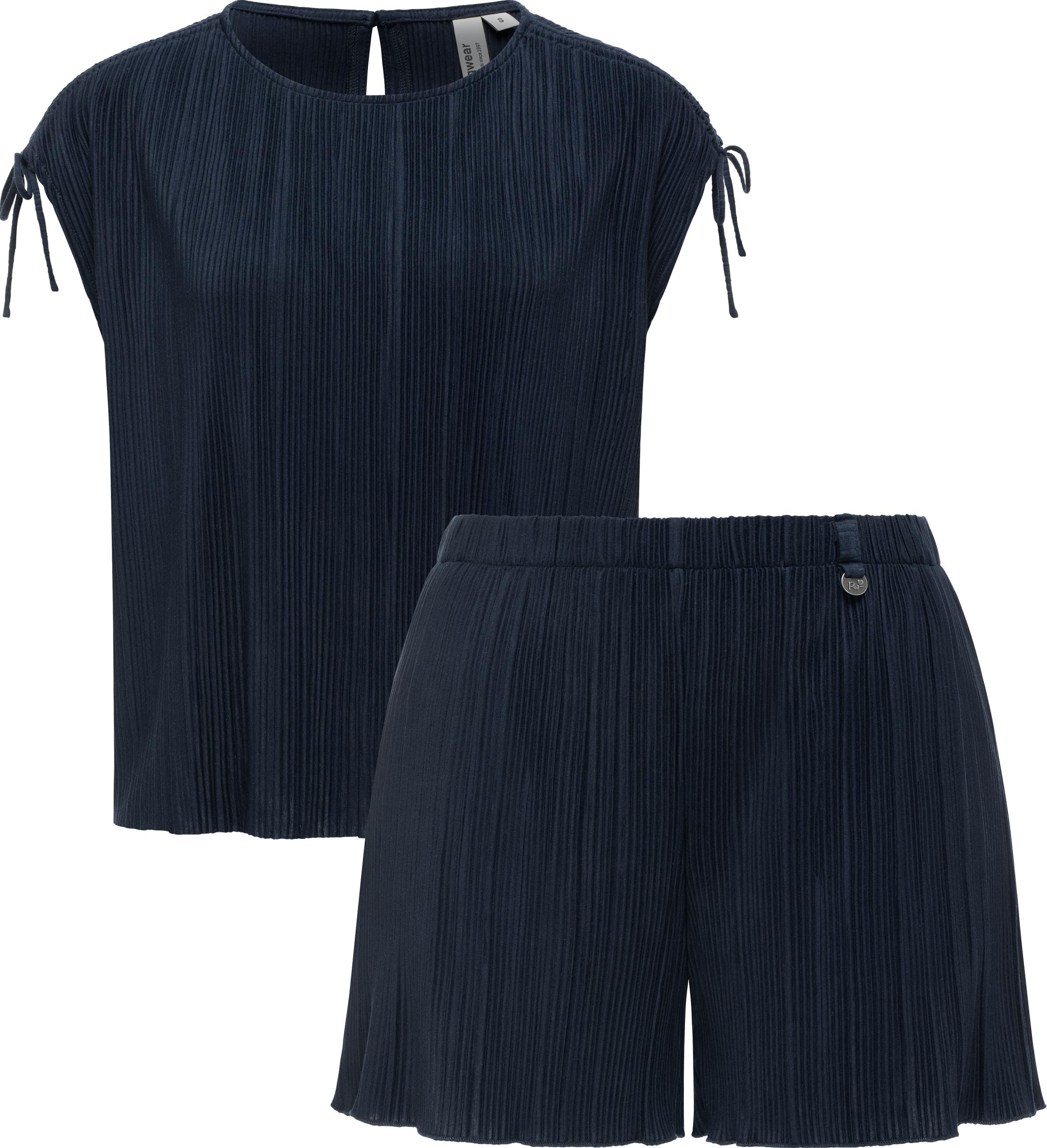 Bekleidungsset bestehend aus Plissee-Top und kurzer Hose "Veriel Set" Navy