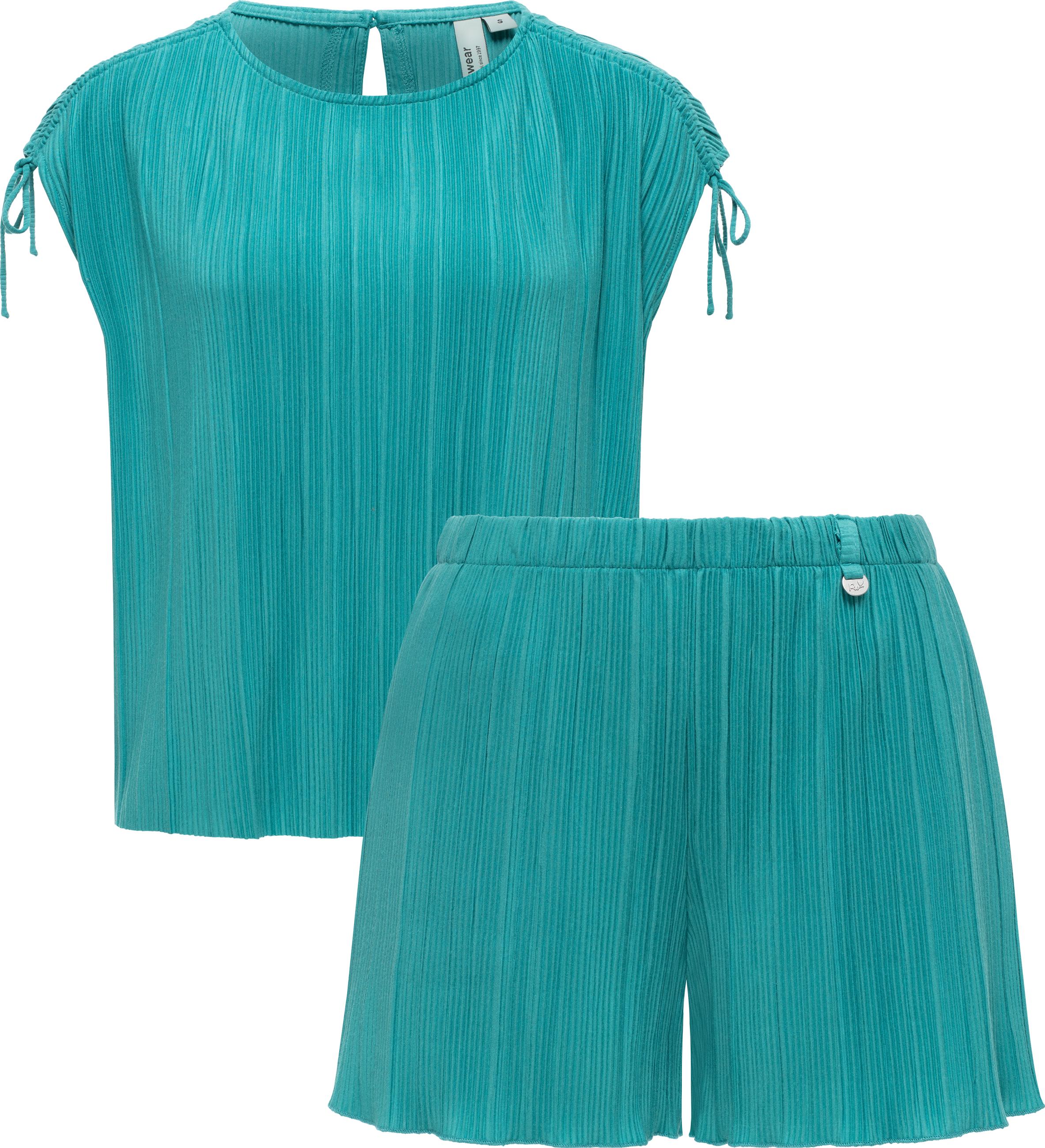 Bekleidungsset bestehend aus Plissee-Top und kurzer Hose "Veriel Set" Teal Green