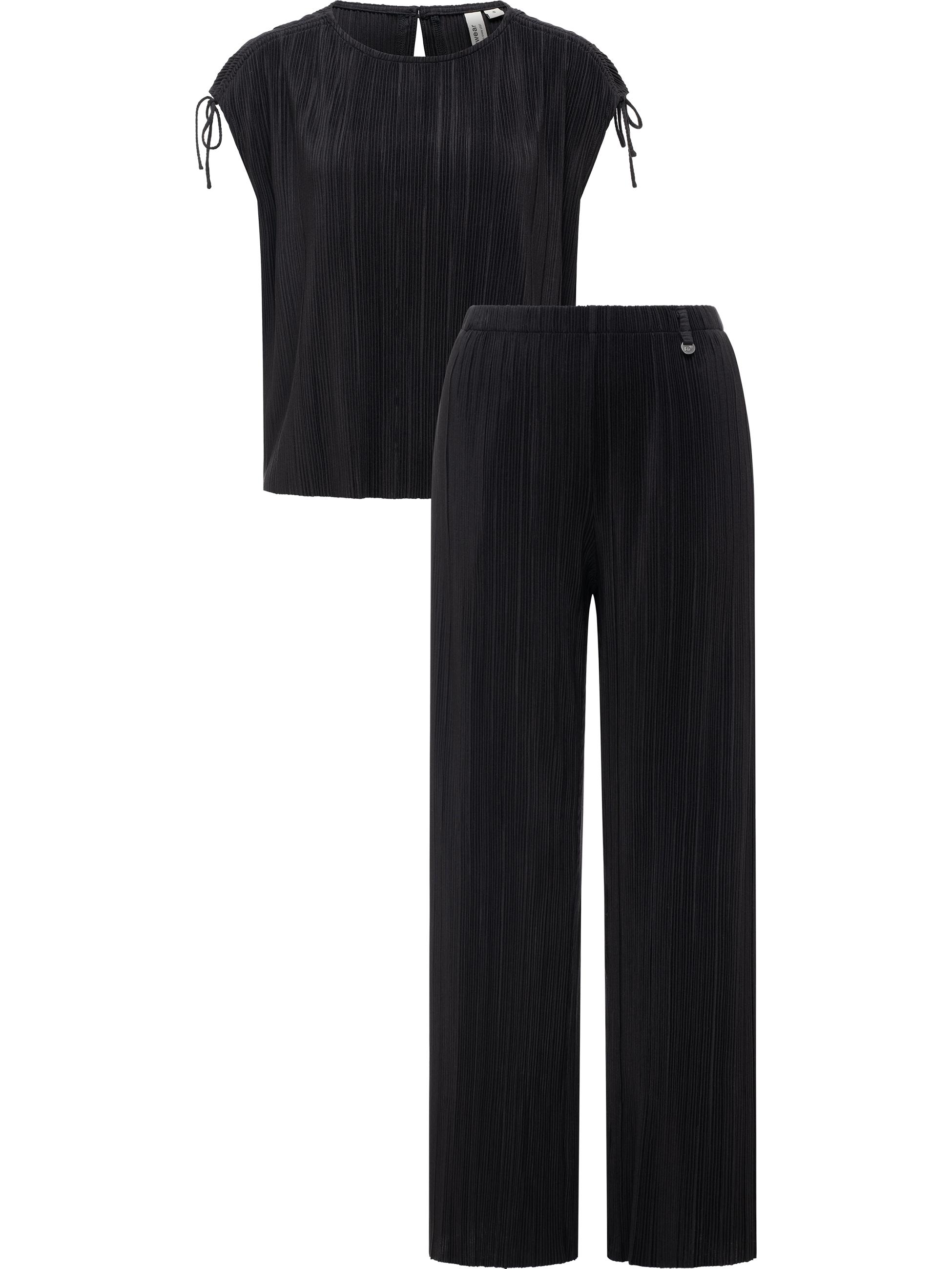 Bekleidungsset bestehend aus Plissee-Top und (extra-) langer Hose "Verllen Set" Black