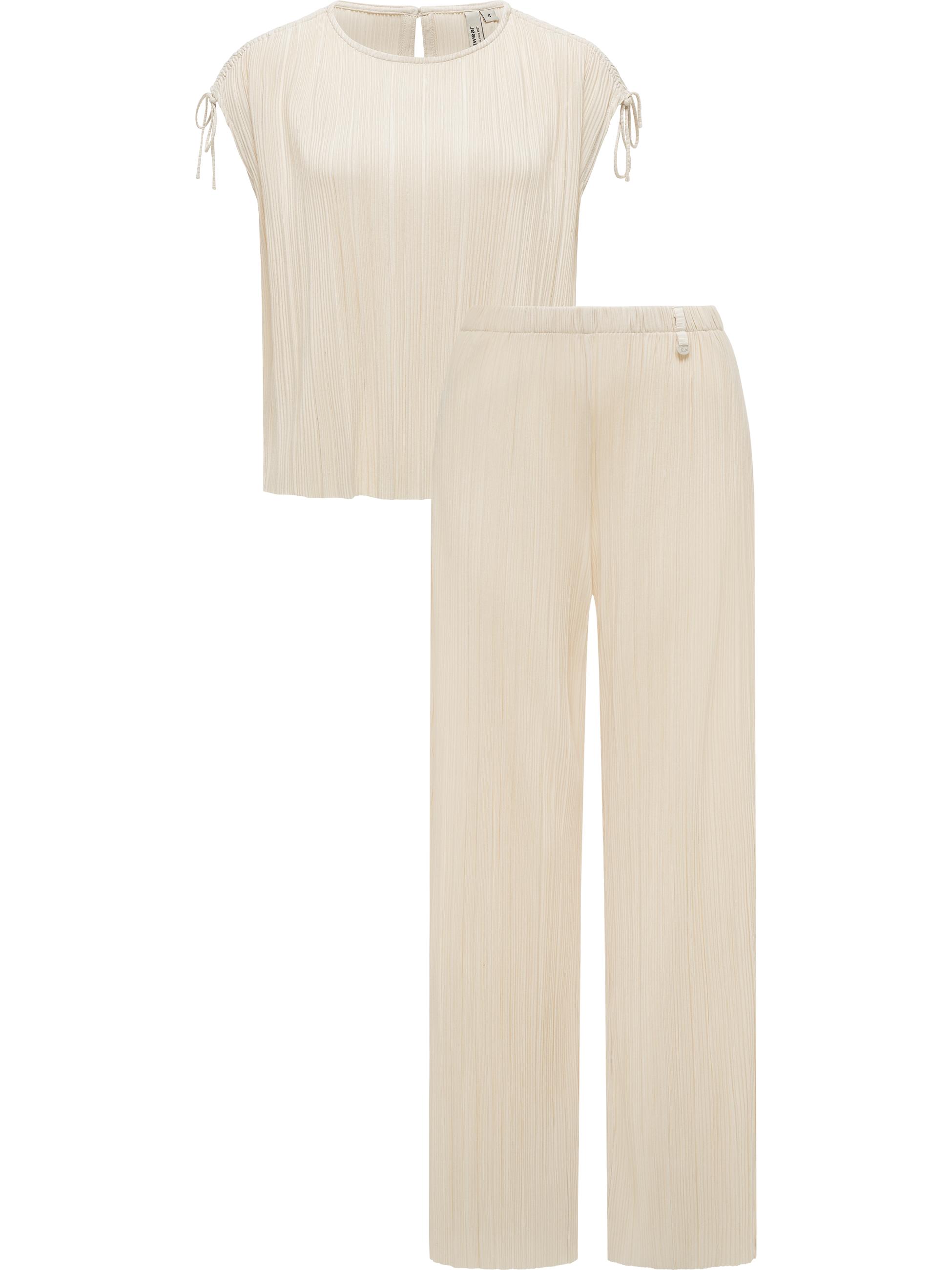 Bekleidungsset bestehend aus Plissee-Top und (extra-) langer Hose "Verllen Set" Ecru