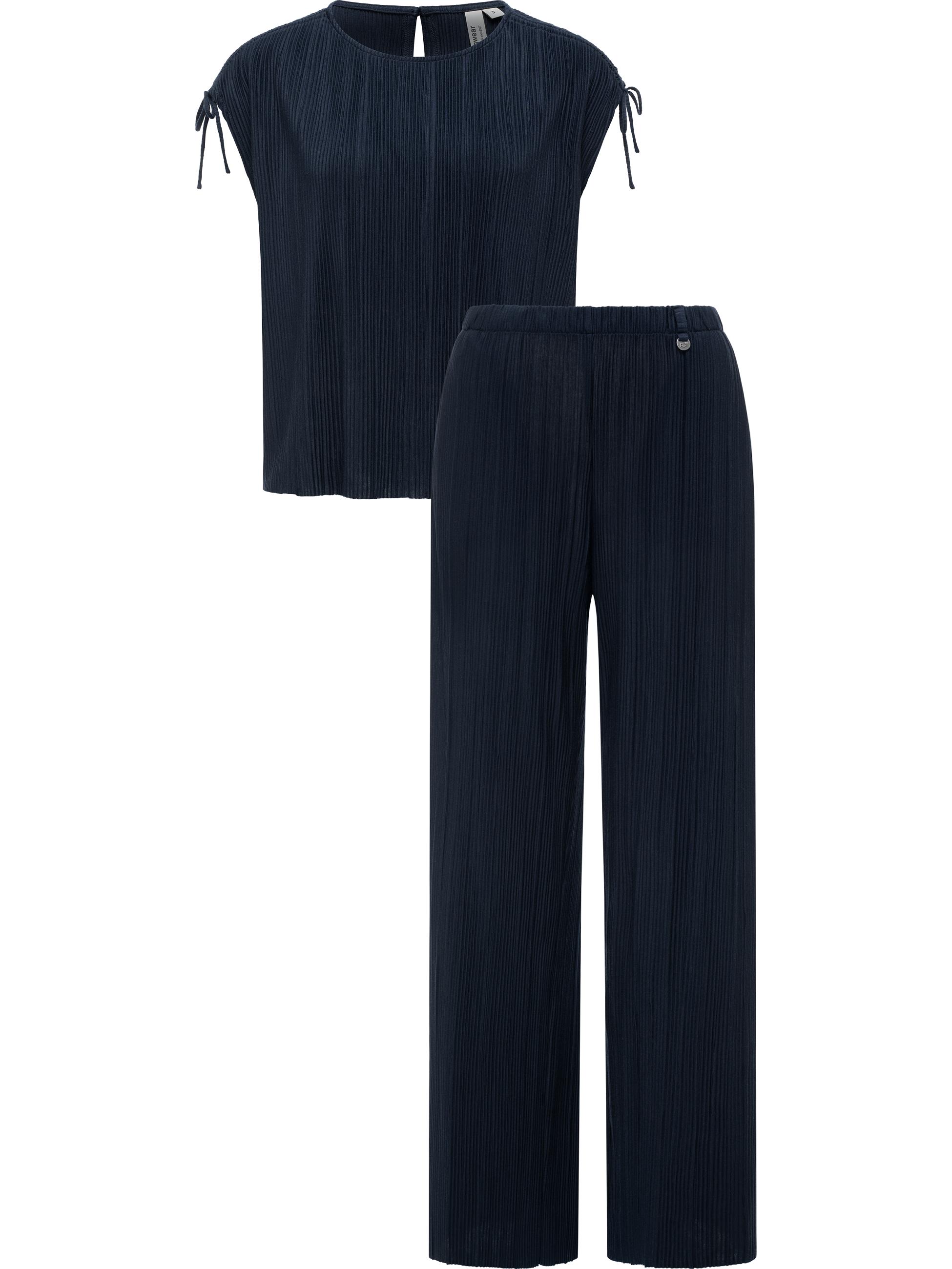Bekleidungsset bestehend aus Plissee-Top und (extra-) langer Hose "Verllen Set" Navy