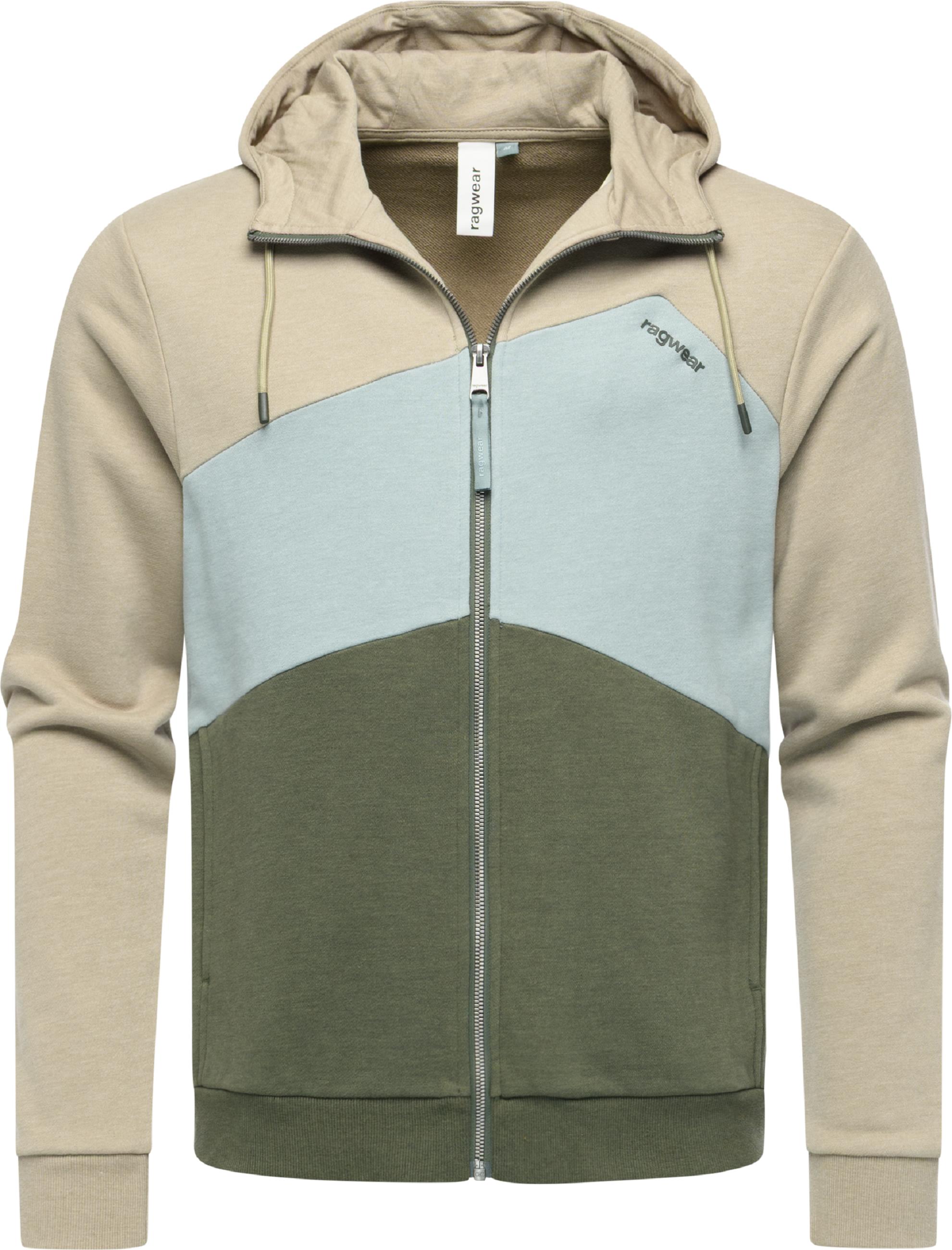 Sweatjacke im Colourblocking-Look "Wilso" Dark Olive