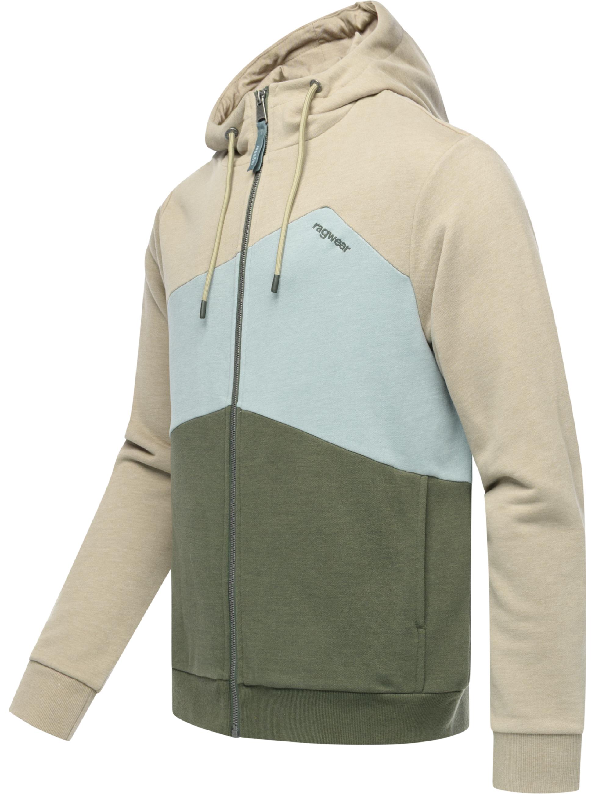 Sweatjacke im Colourblocking-Look "Wilso" Dark Olive