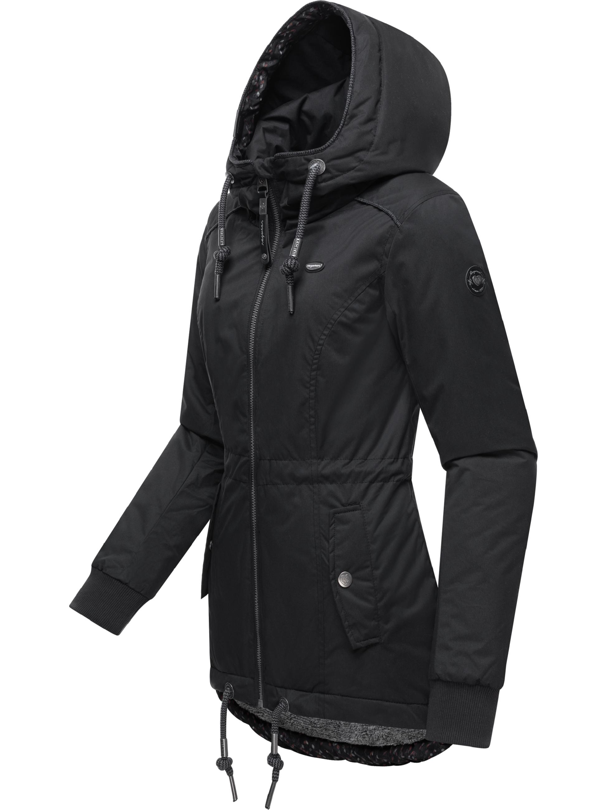 Kurzer Wasserdichter Wintermantel mit Kapuze "YM-Danka" Black022