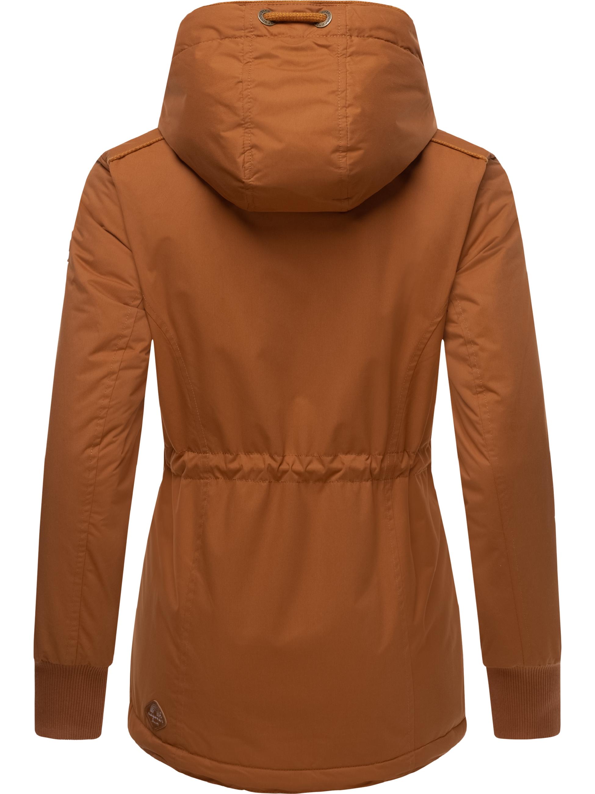 Kurzer Wasserdichter Wintermantel mit Kapuze "YM-Danka" Cinnamon022