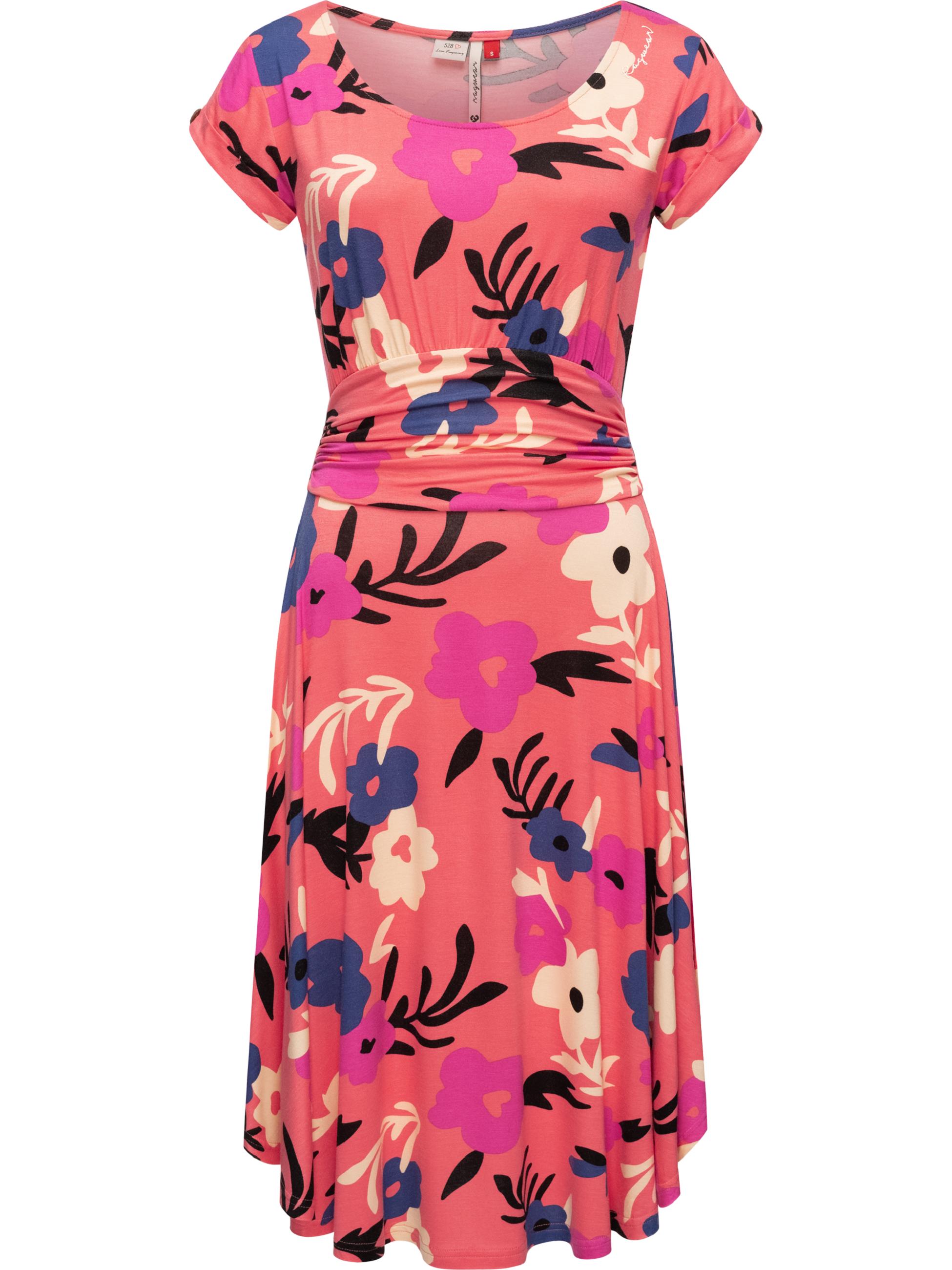 Leichte Jerseykleid im Blumenprint "Yvone Flowers" Coral