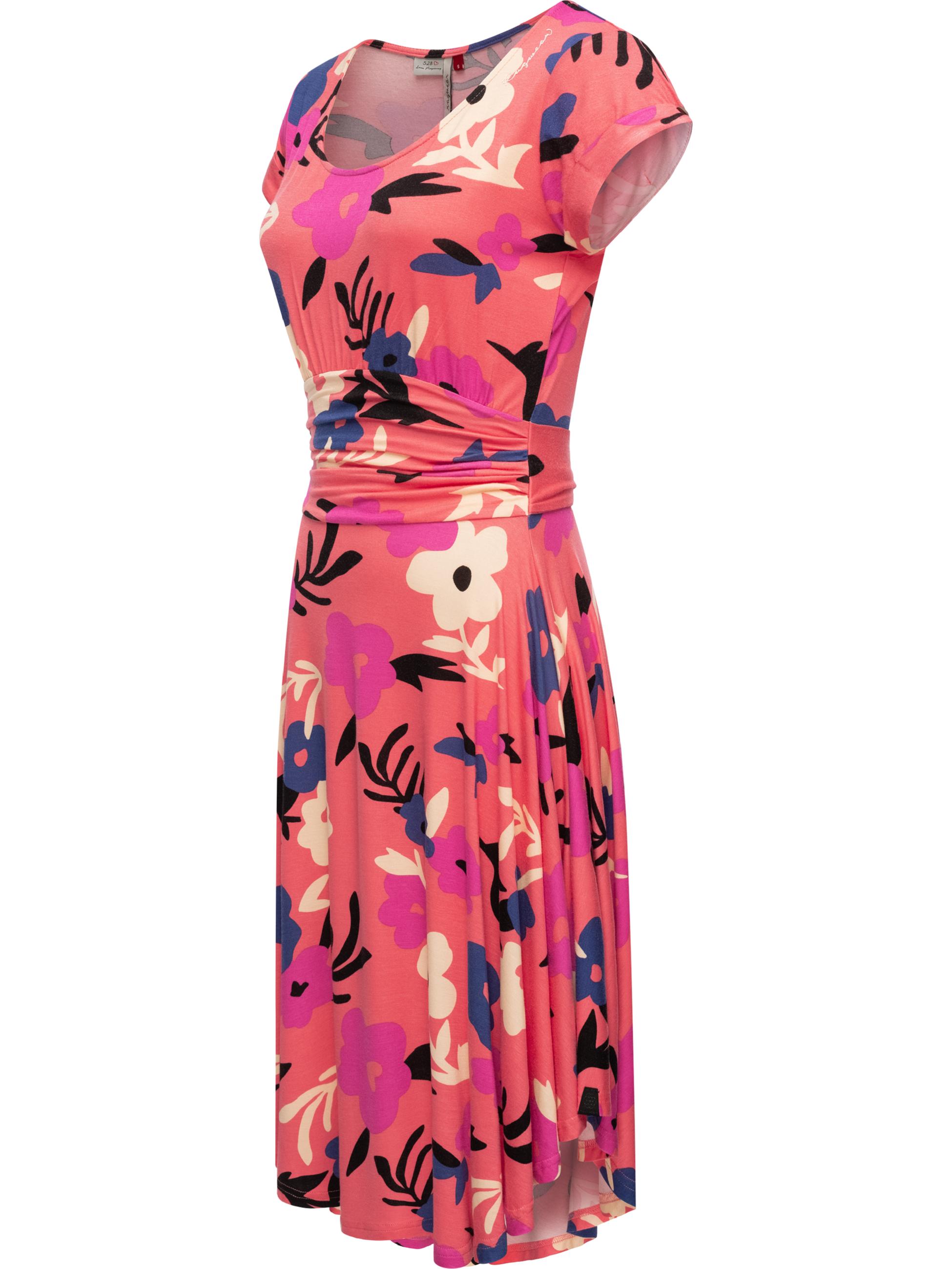 Leichte Jerseykleid im Blumenprint "Yvone Flowers" Coral