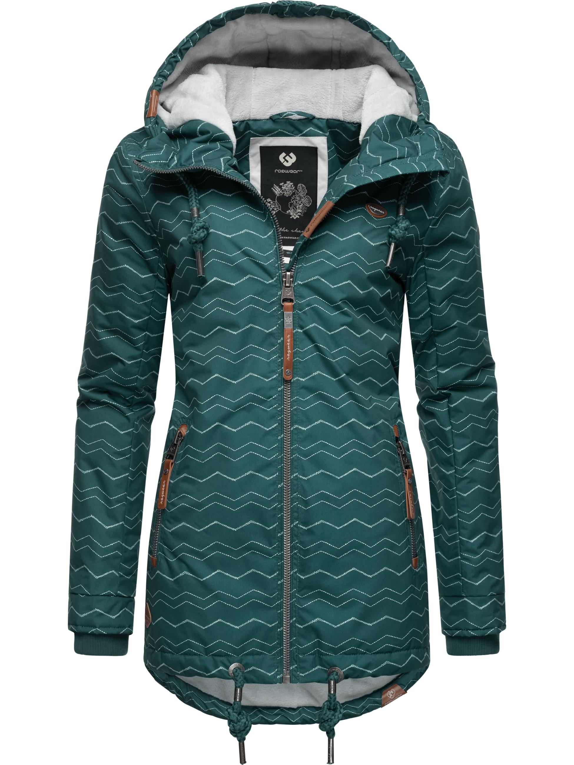 Winterparka mit Kapuze "Zuzka Winter" Dark Green Zig Zag22