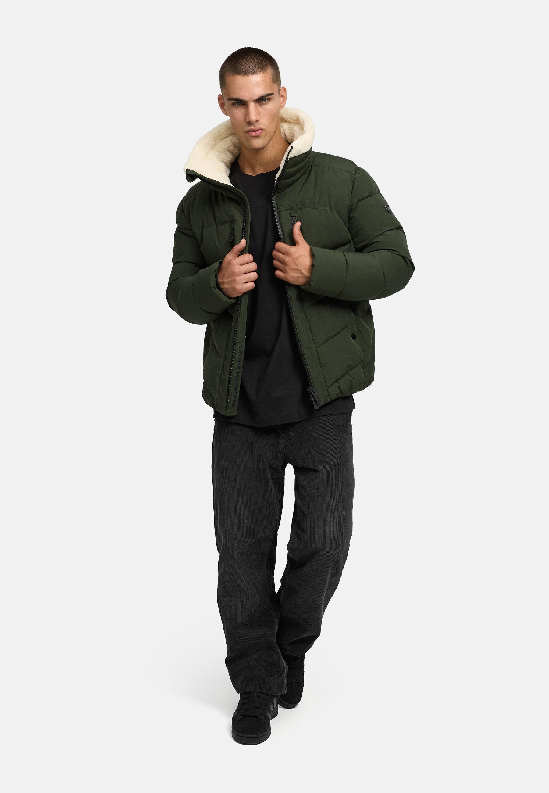 Winter Steppjacke mit kuscheligem Kragen "Ansello XX" Dark Olive