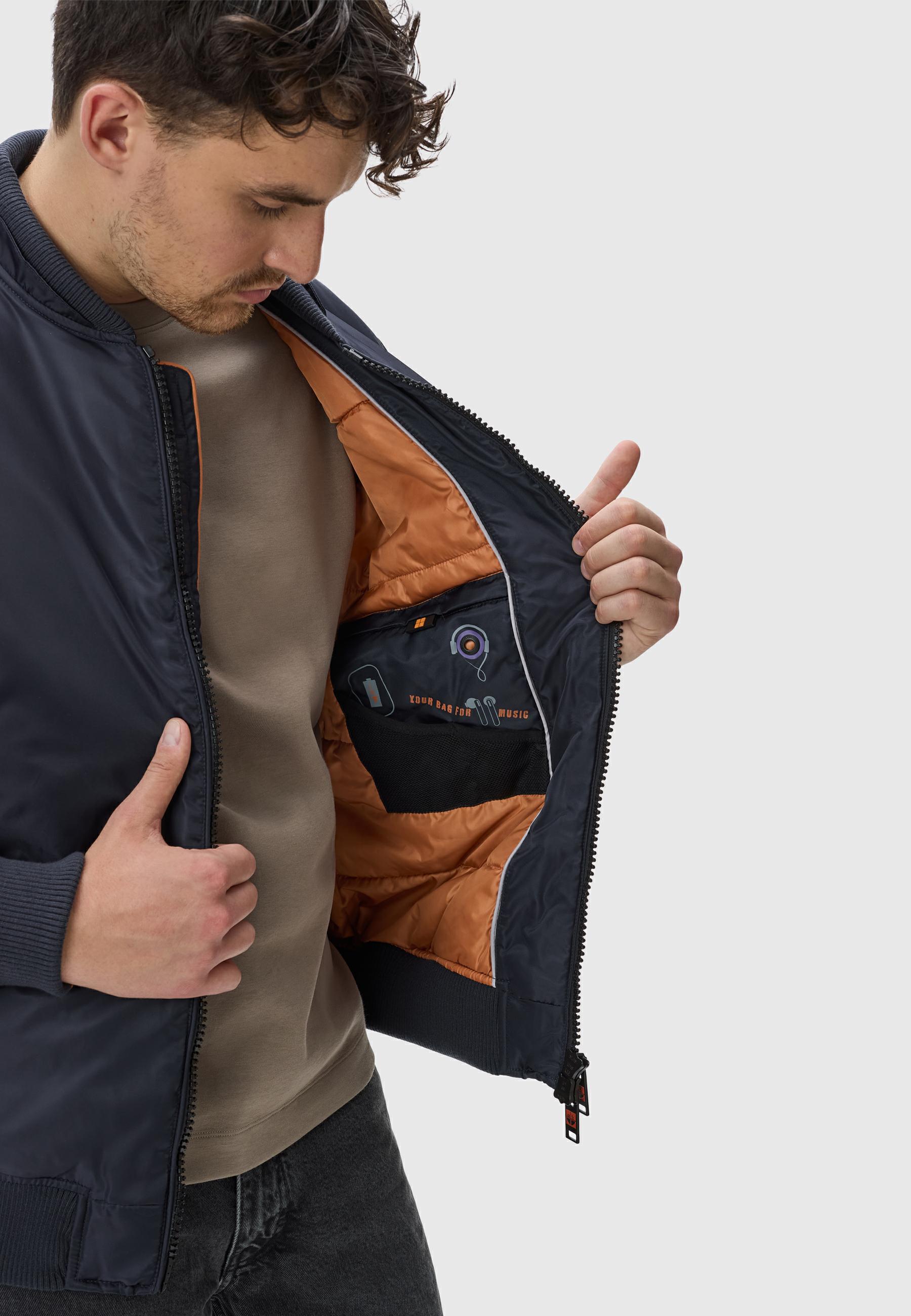 Modische Bomberjacke mit Ärmeltasche "Berkoo" Navy