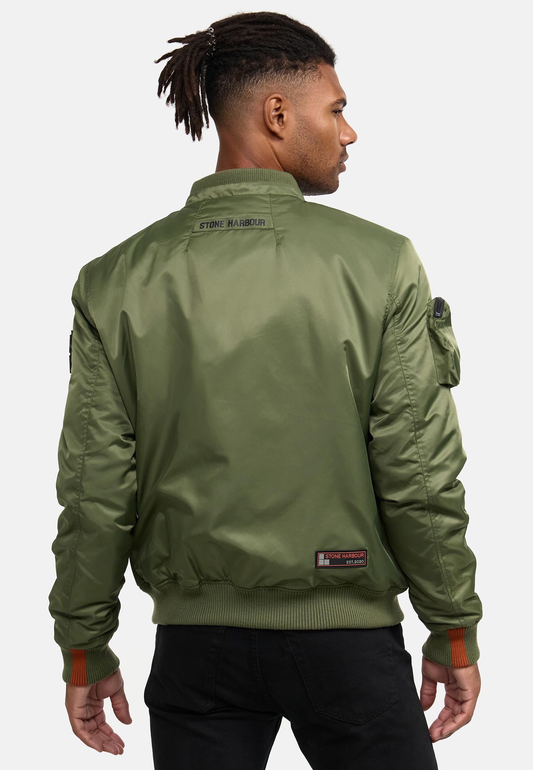 Modische Bomberjacke mit Ärmeltasche "Berkoo" Olive Leaf