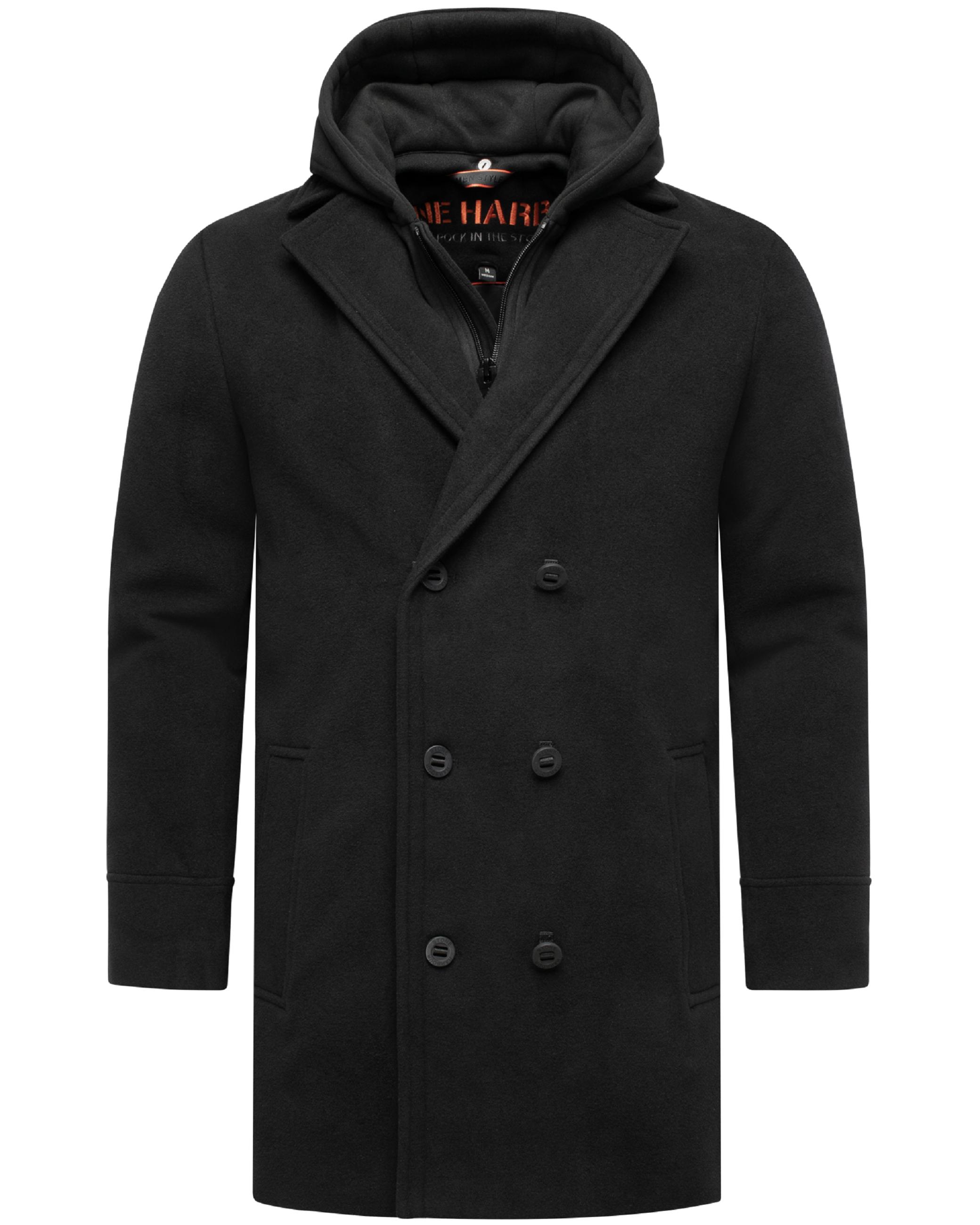 Klassischer Mantel in Wollmantel-Optik mit Kapuze "Darioon XX" Black